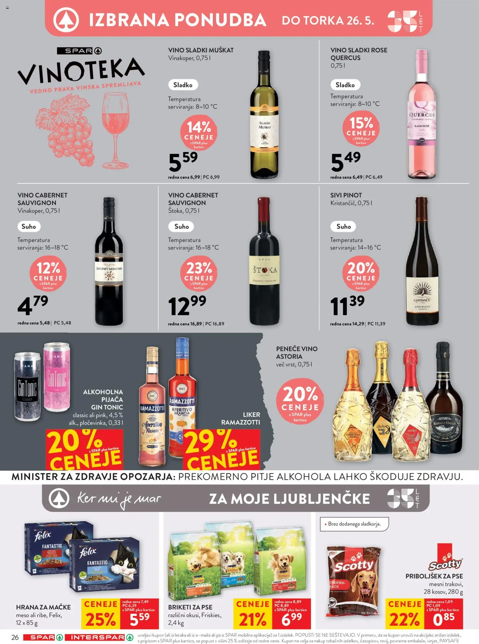 Novi Spar katalog ponudbe – veljaven od 20.05.2026 | Stran: 36 | Izdelki: Hrana za mačke, Vino, Gin