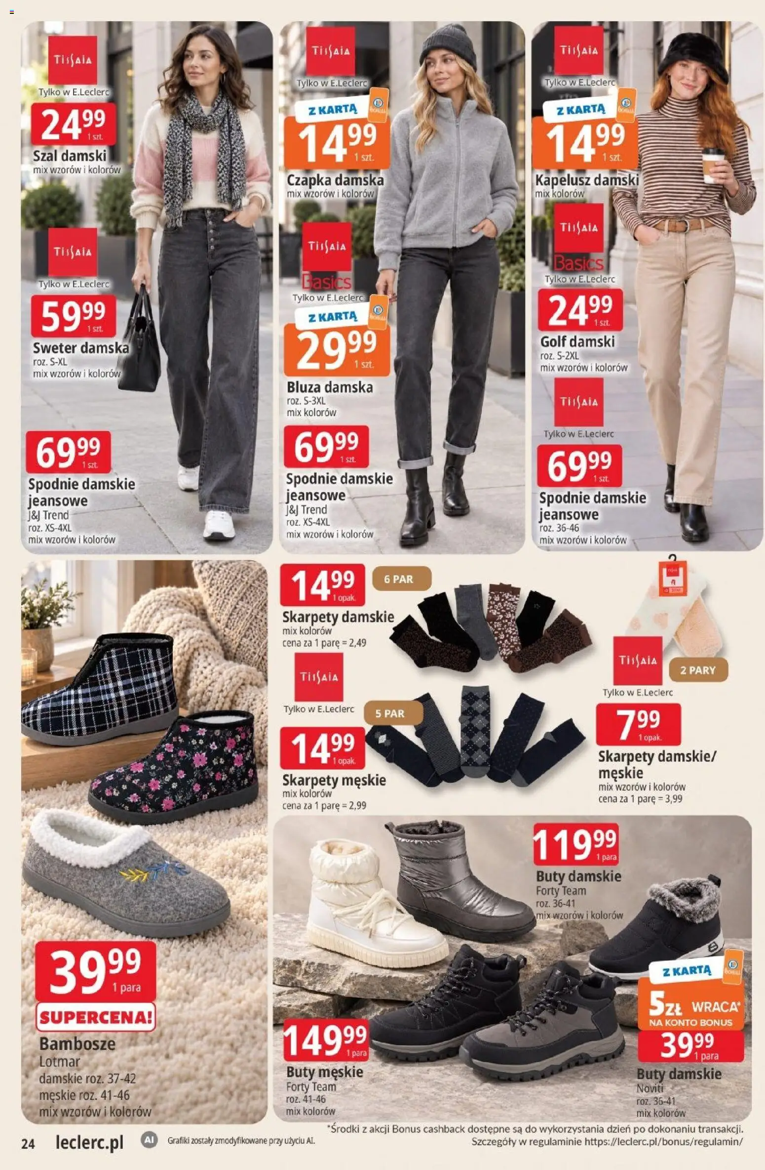 E.Leclerc - Ulotka od 03.11.2026 | Strona: 24 | Produkty: Sweter, Buty, Buty męskie, Buty damskie