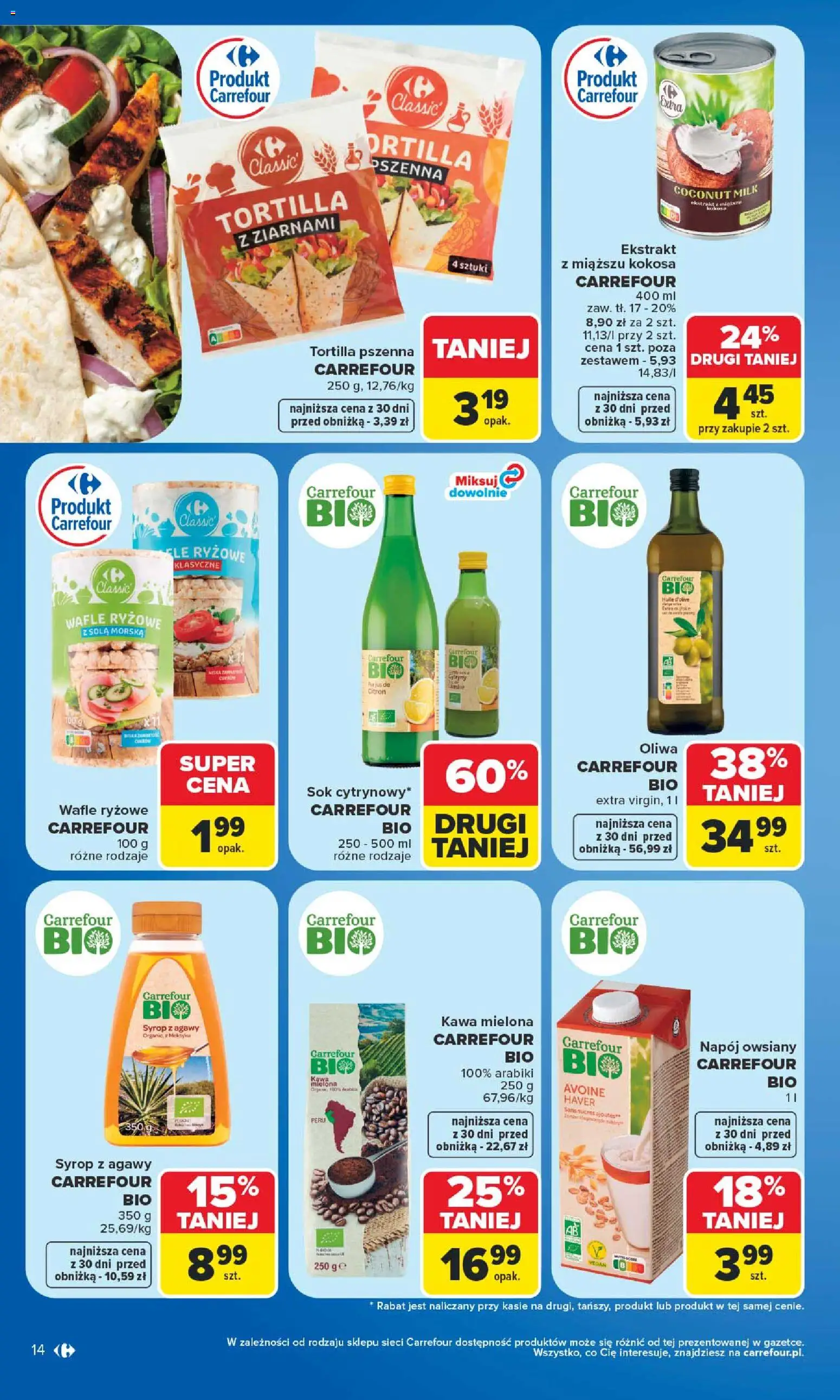 Carrefour gazetka - Warszawa od 24.08.2026 | Strona: 14 | Produkty: Napój owsiany, Wafle, Kawa, Sok