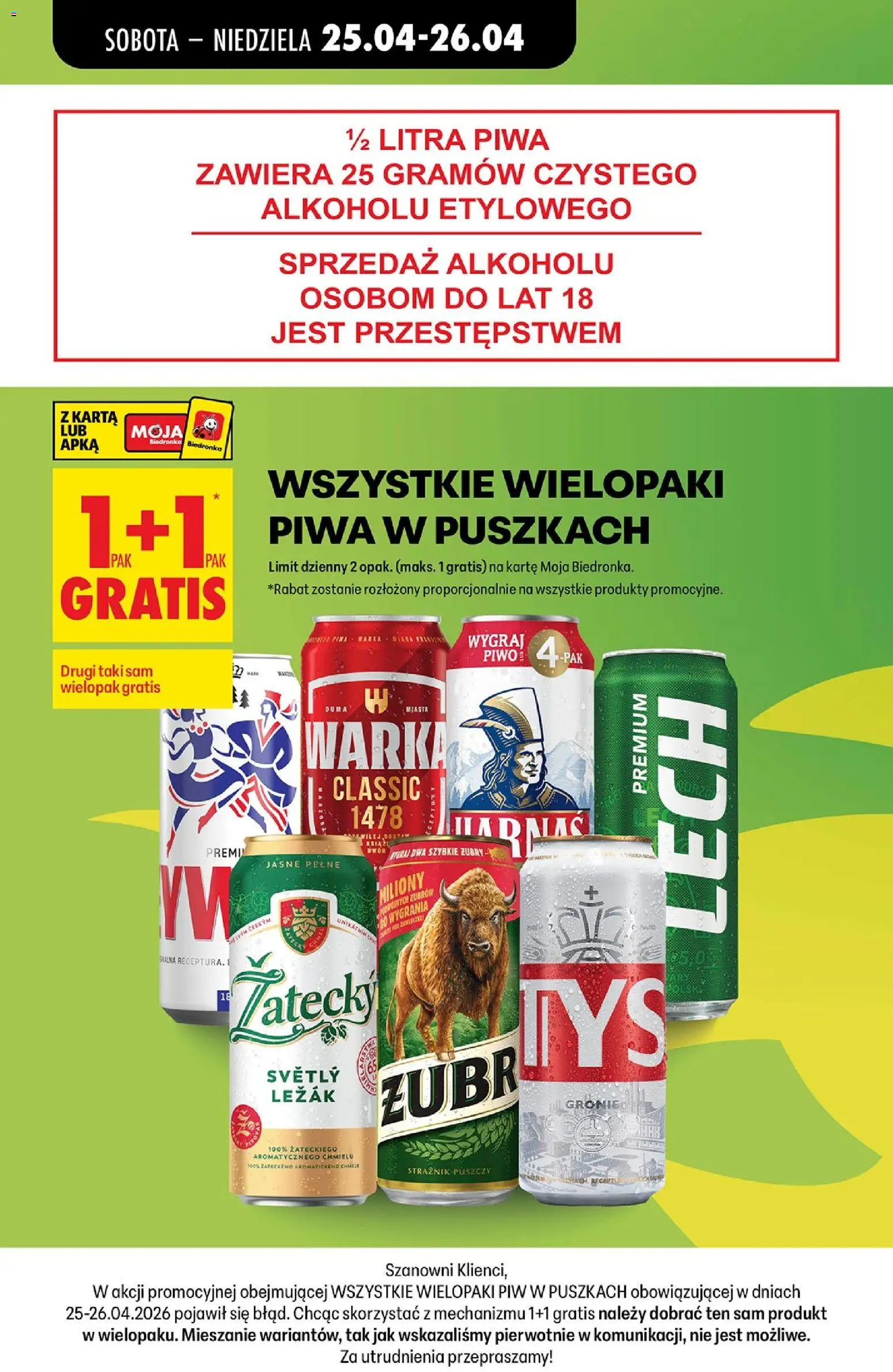 Biedronka gazetka od czwartku od 23.04.2026 | Strona: 19 | Produkty: Leżak, Warka, Tyskie, Piwo