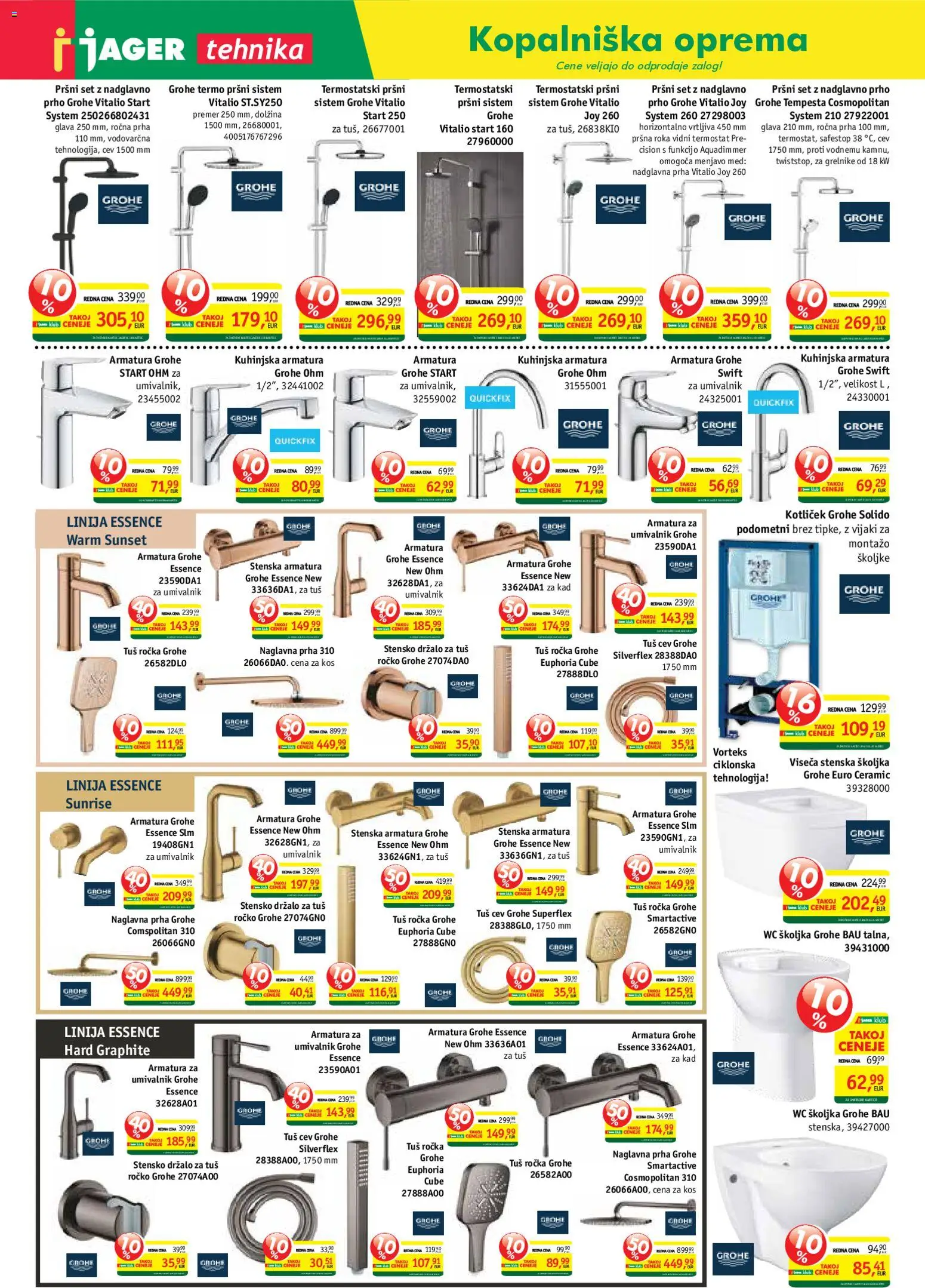 Novi Jager katalog ponudbe – veljaven od 22.07.2026 | Stran: 4 | Izdelki: Termostat, Prha, Kos, Umivalnik