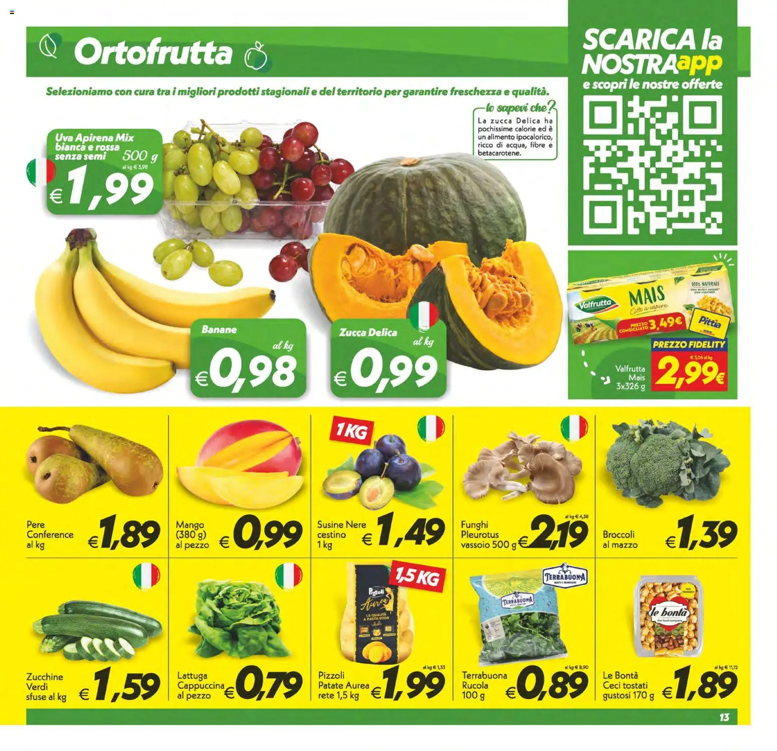 Volantino SuperConveniente del 02/10/2026 | Pagina: 13 | Prodotti: Ceci, Funghi, Uva, Lattuga