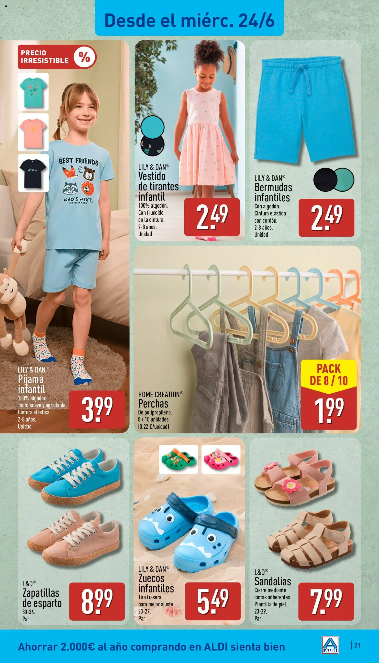 Aldi folleto Baleares │ válido desde el 22.06.2026 | Página: 21 | Productos: Bermudas, Pijama, Sandalias, Pijama infantil