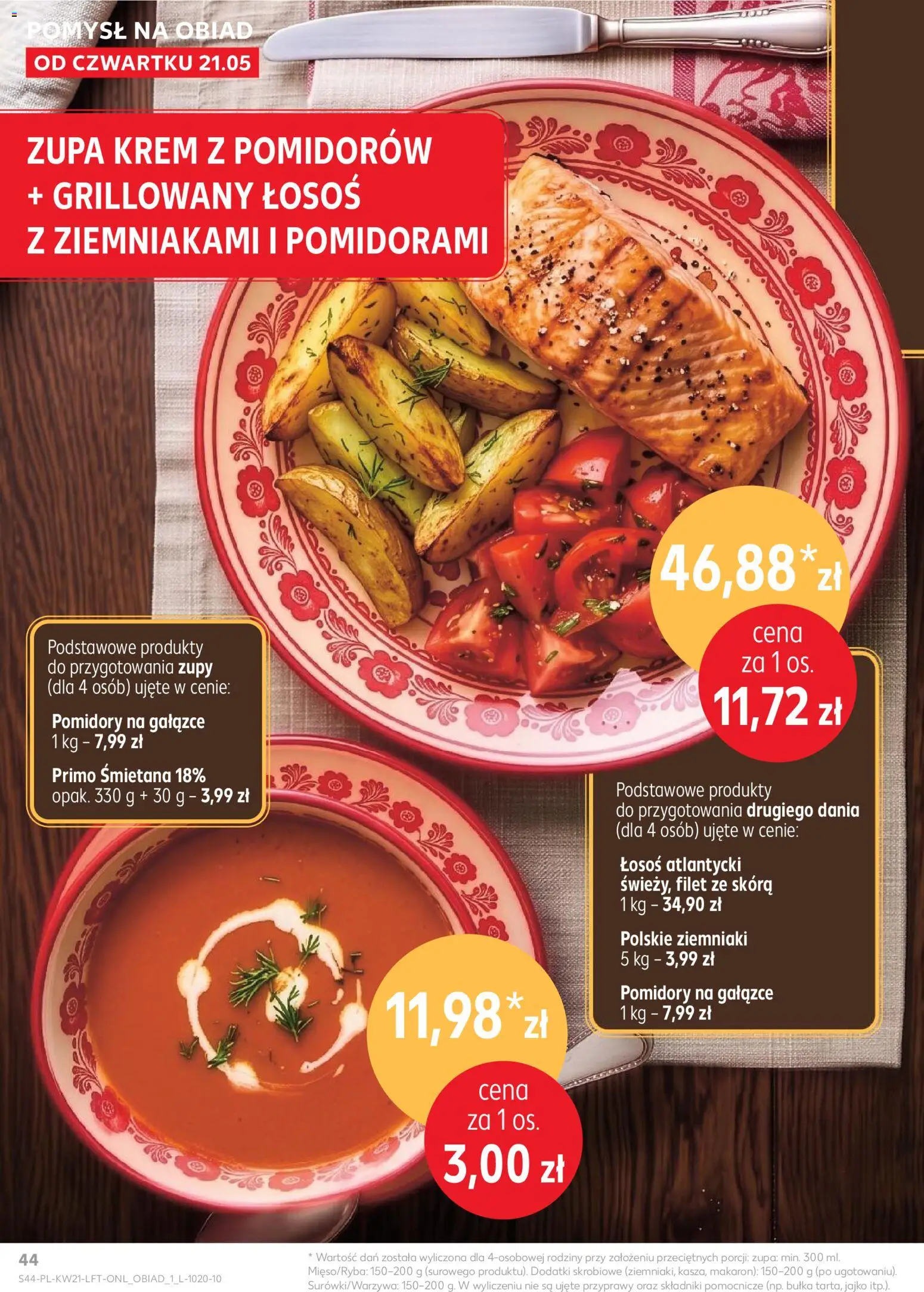 Kaufland gazetka od 21.05.2026 | Strona: 44 | Produkty: Łosoś atlantycki, Makaron, Krem, Ziemniaki