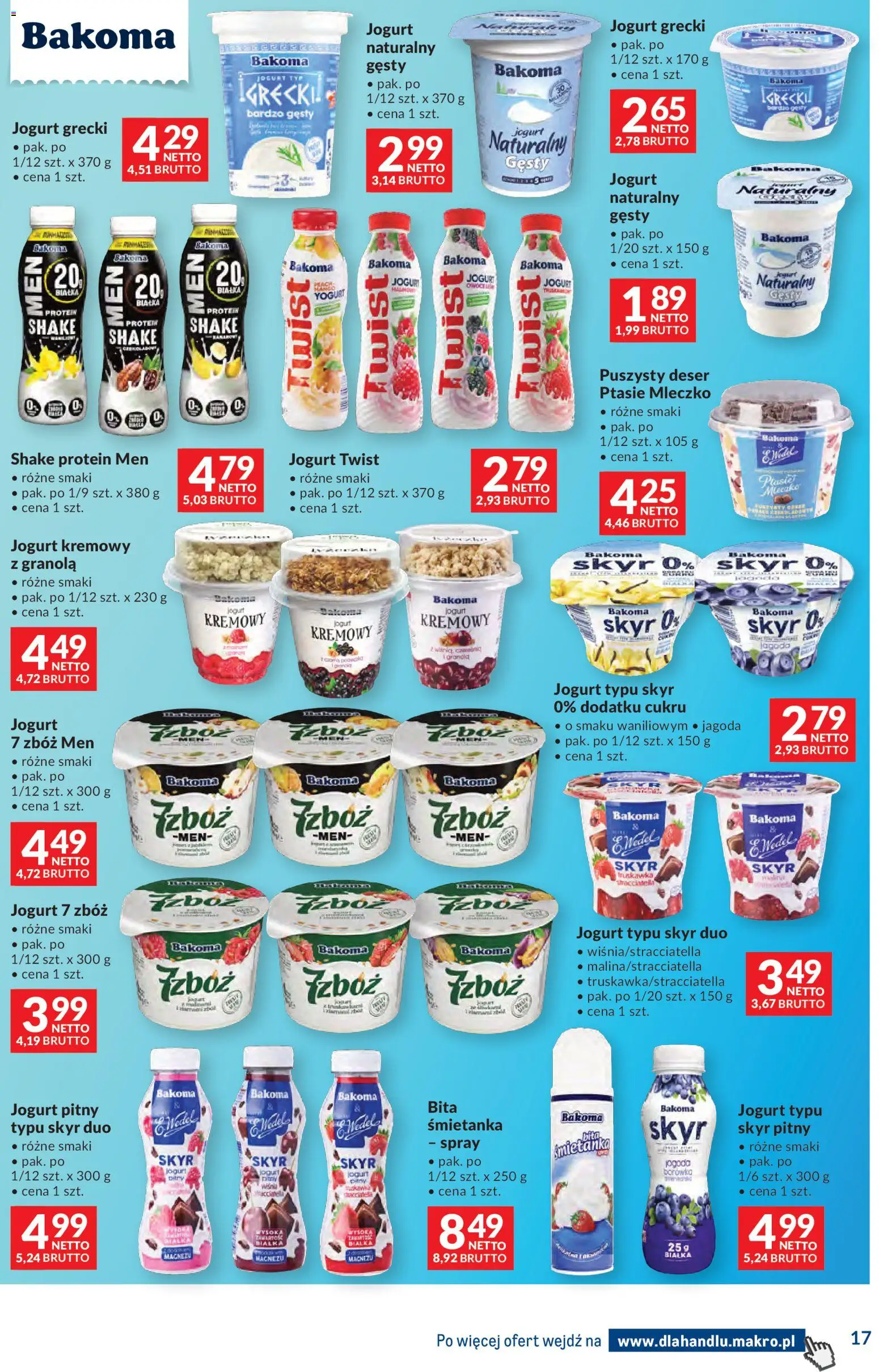 Makro gazetka - Dystrybucja do sklepów od 07.07.2026 | Strona: 17 | Produkty: Jogurt grecki, Jogurt naturalny, Jogurt, Skyr