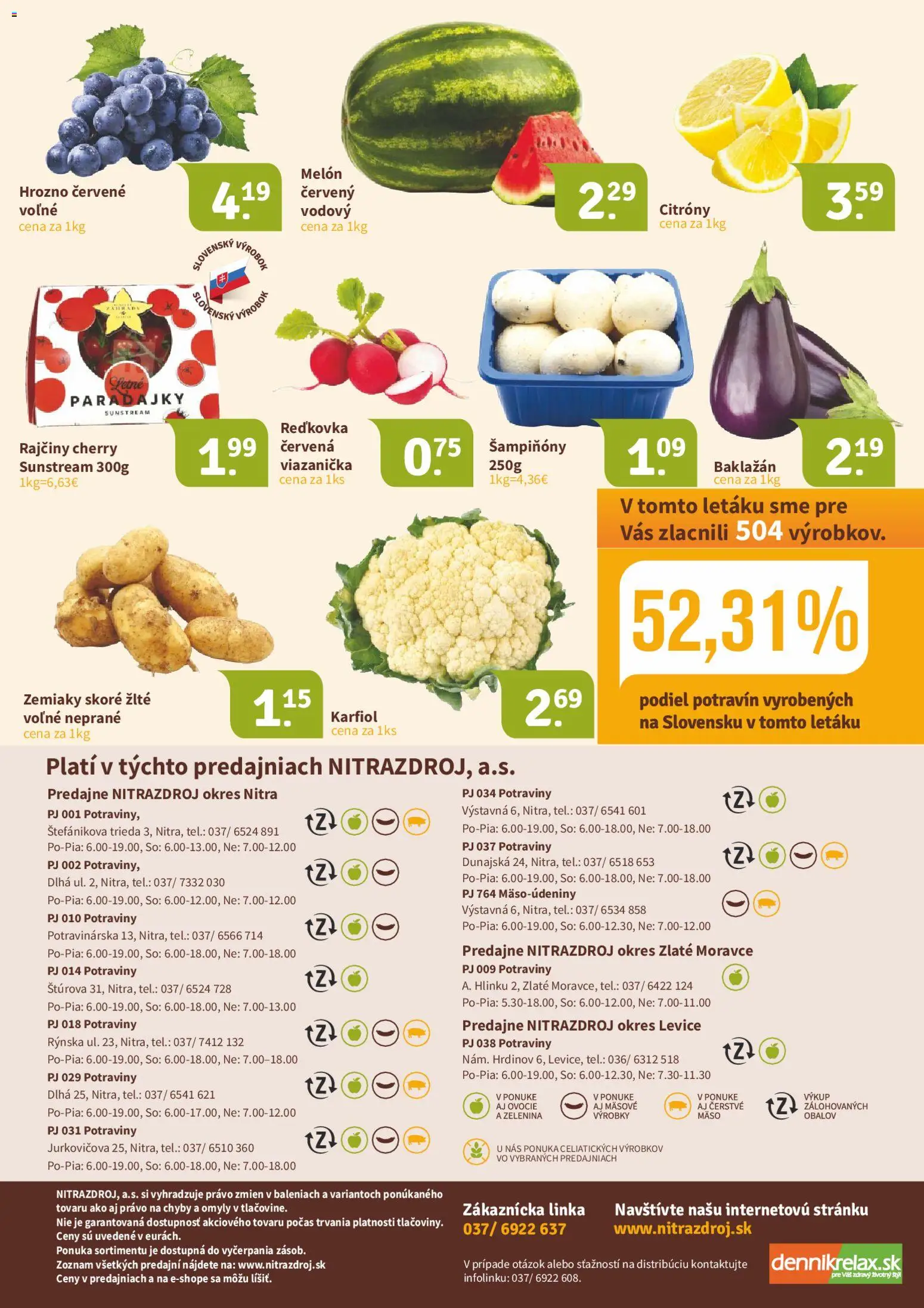 Nové Nitrazdroj akcie – leták je platný od 22.05.2026 | Strana: 16 | Produkty: Citróny, Zemiaky, Hrozno, Ovocie