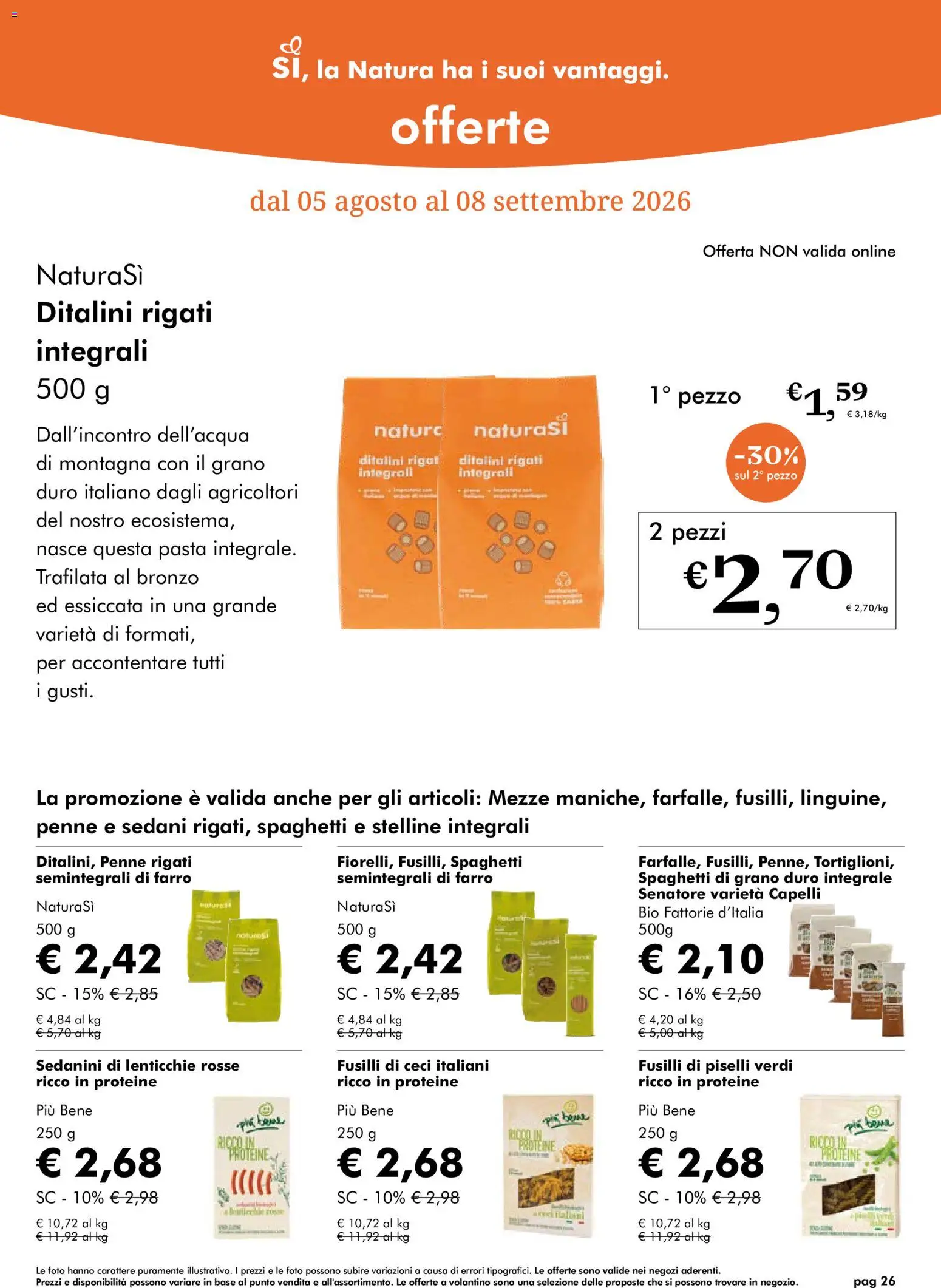 Volantino Natura Sì del 05/08/2026 | Pagina: 26