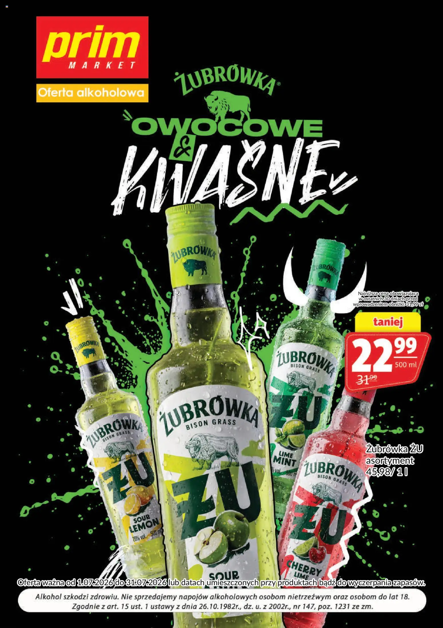 Prim Market gazetka - Oferta alkoholowa od 01.07.2026 | Strona: 1 | Produkty: Żubrówka, Alkohol