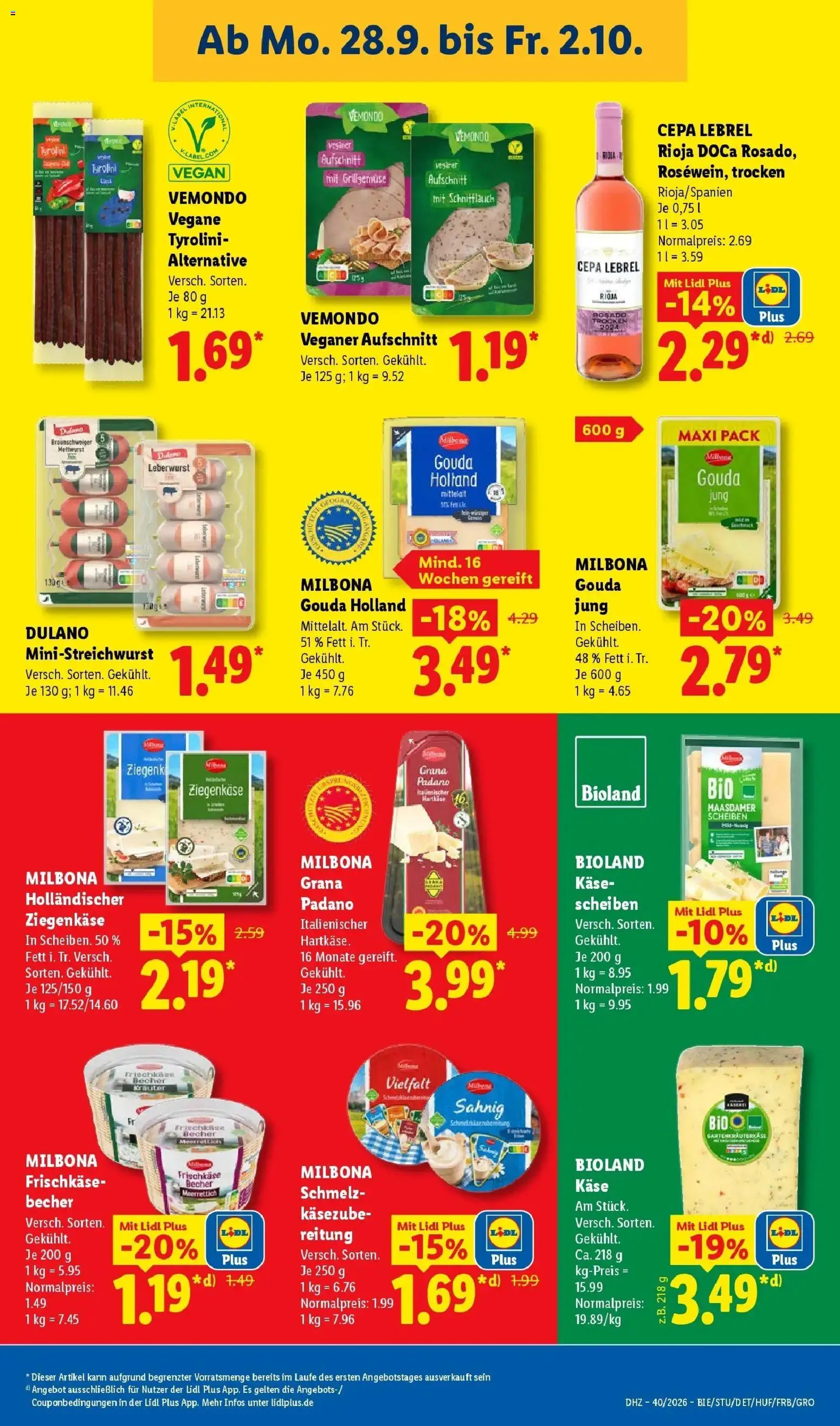 Lidl Prospekt Mahlow (ab 28.09.2026) zum Blättern » Angebote | Seite: 19 | Produkte: Grana Padano, Käse, Gouda, Ziegenkäse