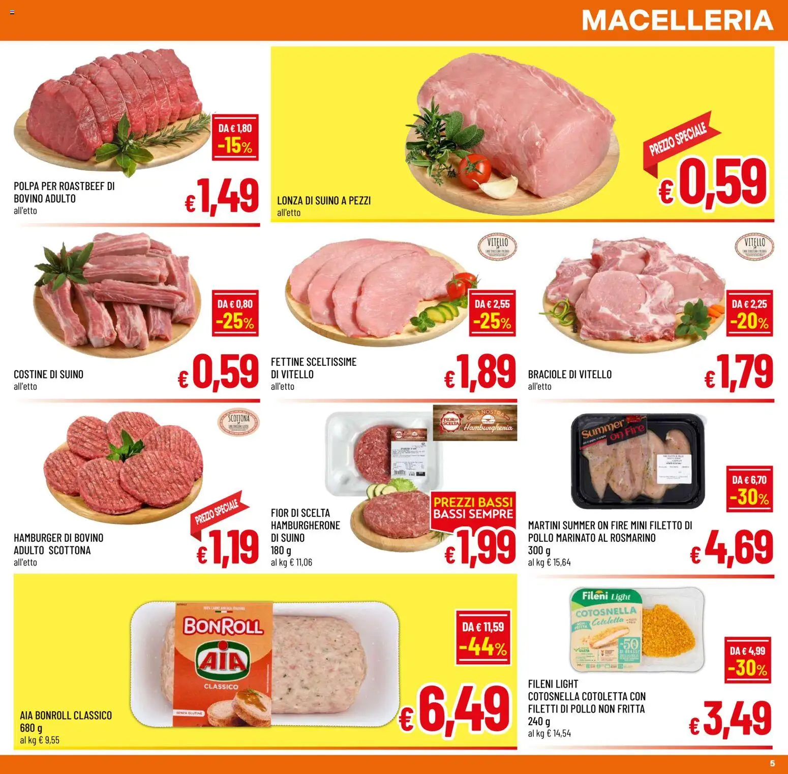 Volantino A&O del 16/09/2026 | Pagina: 5 | Prodotti: Senza glutine, Pollo, Vitello, Hamburger