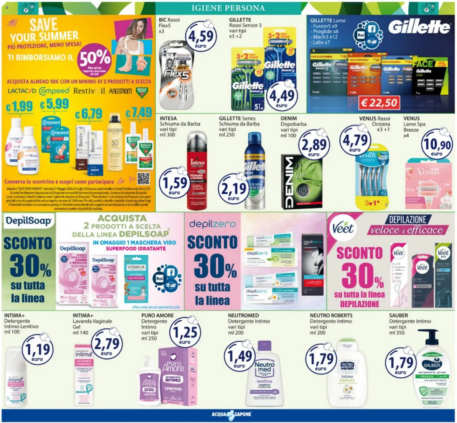 Volantino Acqua e Sapone del 01.06.2026 | Pagina: 10 | Prodotti: Sapone, Detergente, Maschera viso, Intimo