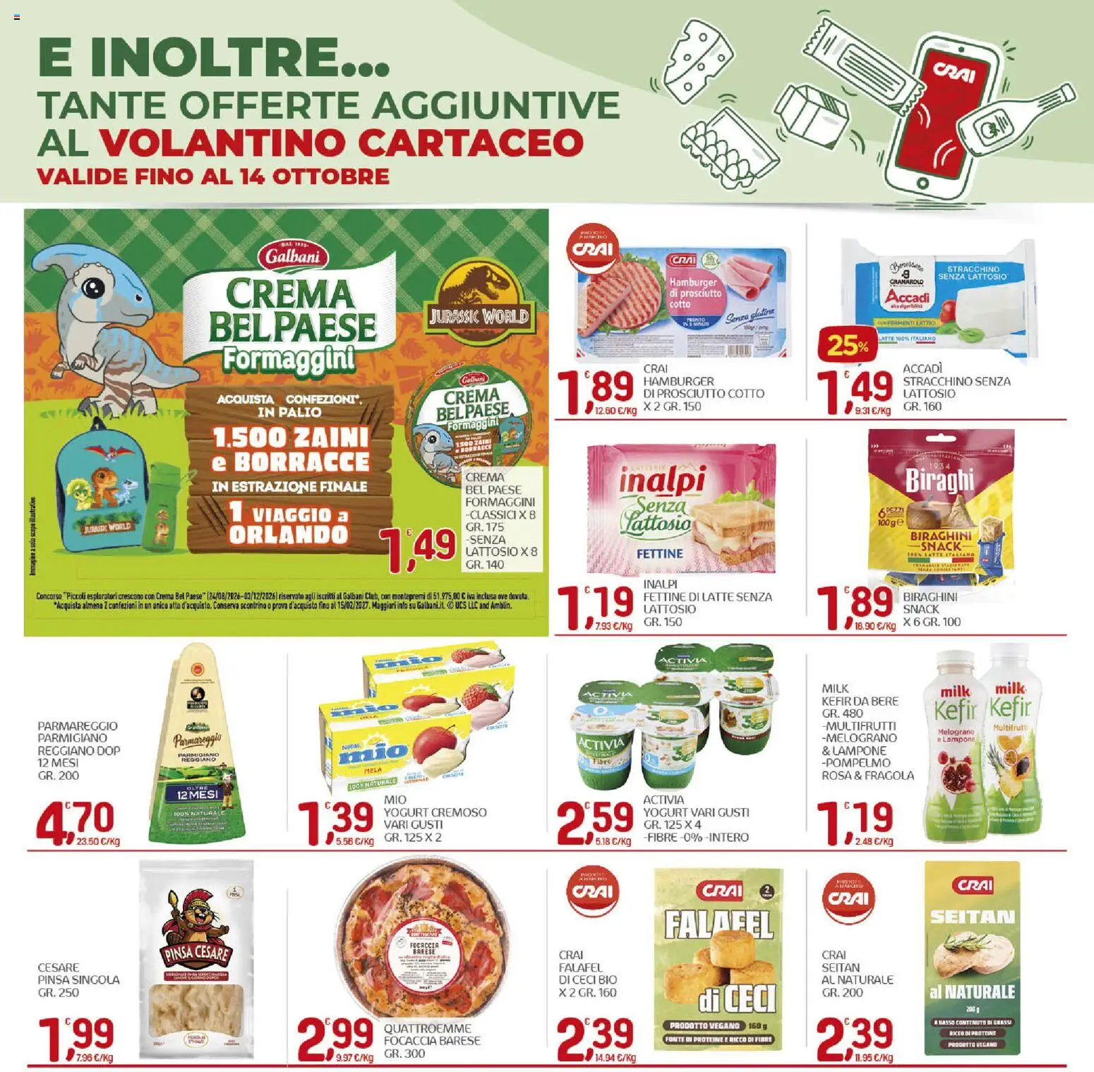 Volantino CRAI del 01/10/2026 | Pagina: 20 | Prodotti: Kefir, Stracchino, Parmigiano reggiano, Yogurt cremoso