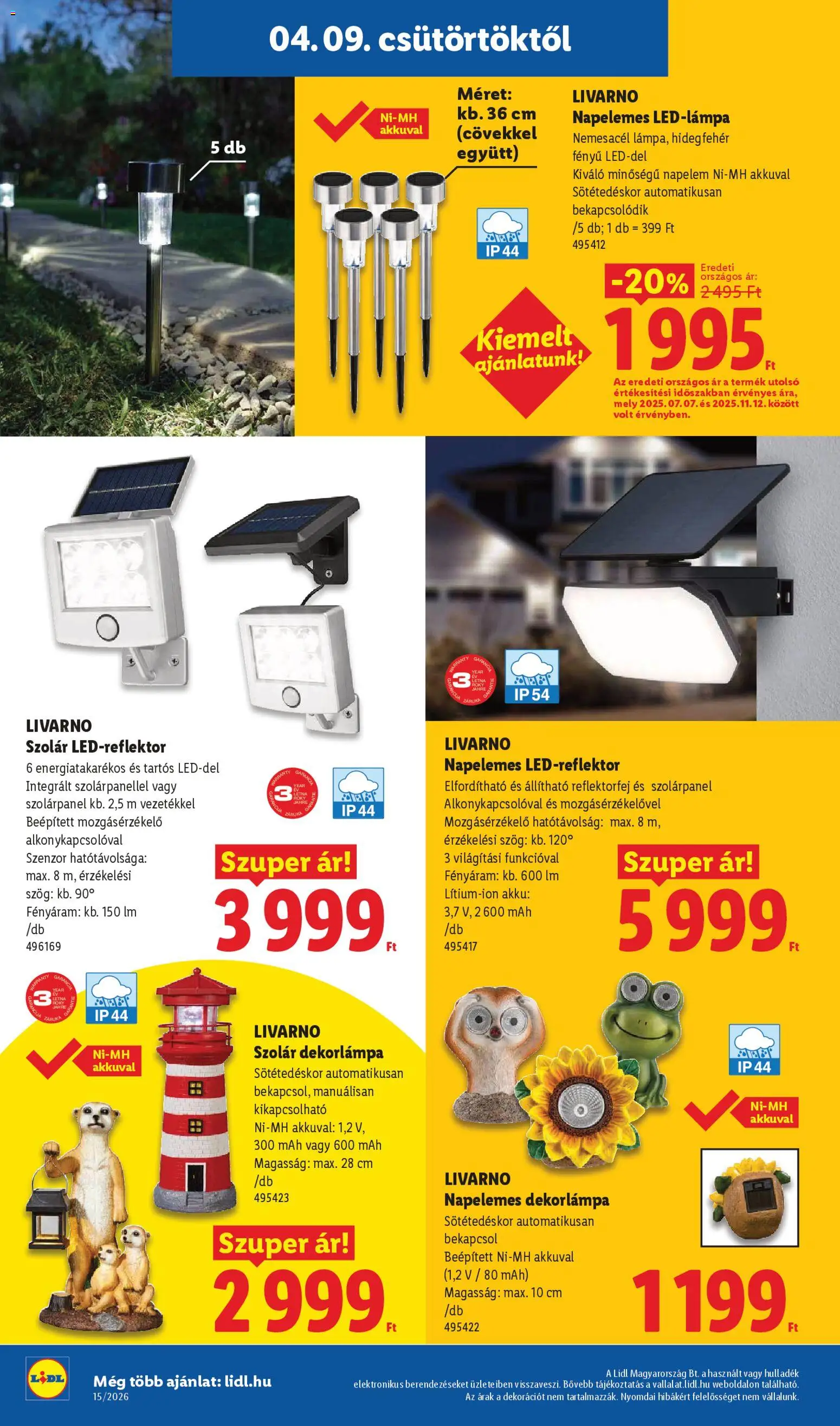 Lidl akciós ujság - amely érvényes a következő dátumtól: 09.04.2026 | Oldal: 10 | Termékek: Dekorlámpa, Mozgásérzékelő