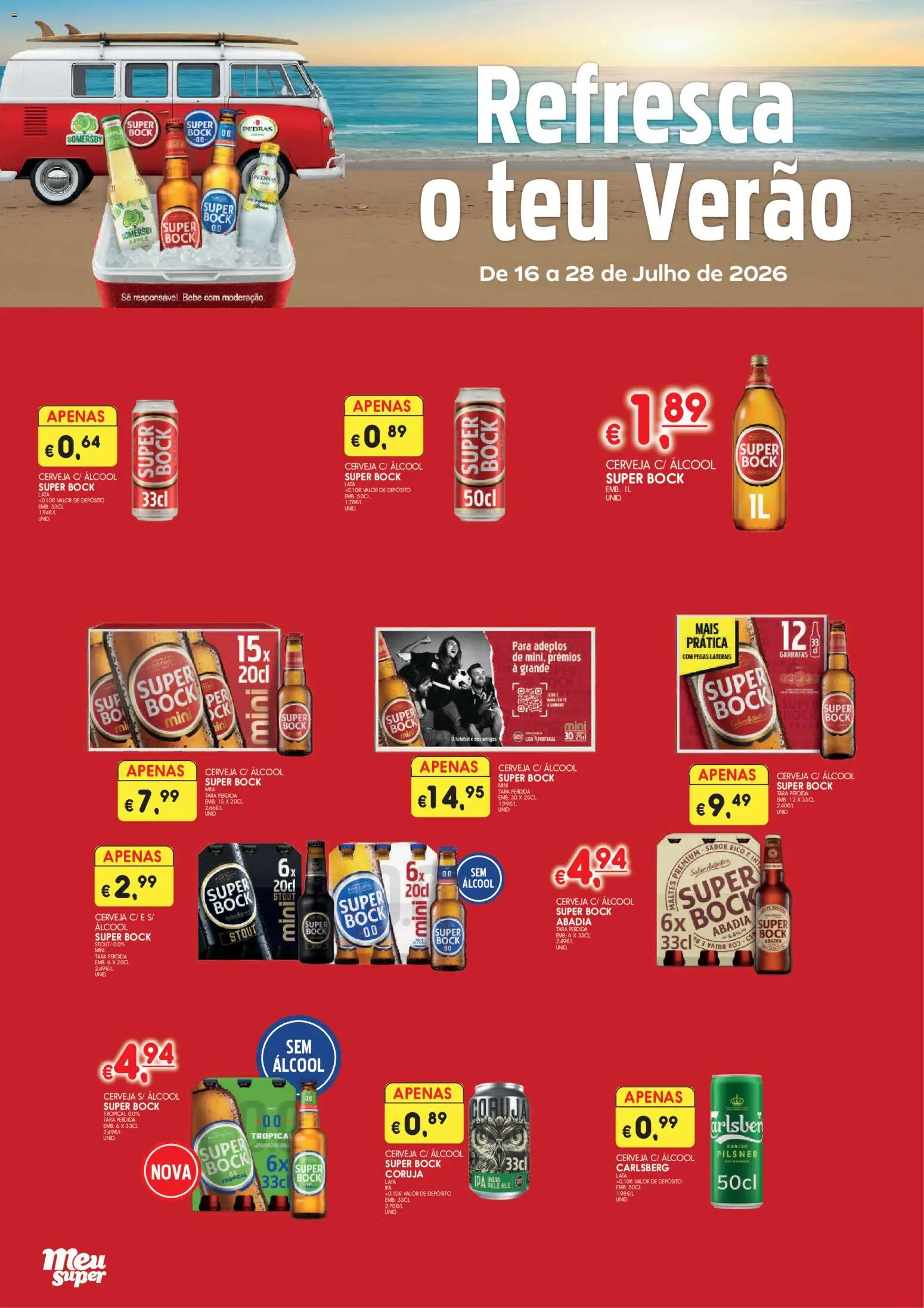 Meu Super folheto │ válido de 16/07/2026 | Página: 1 | Produtos: Super bock, Cerveja, Somersby