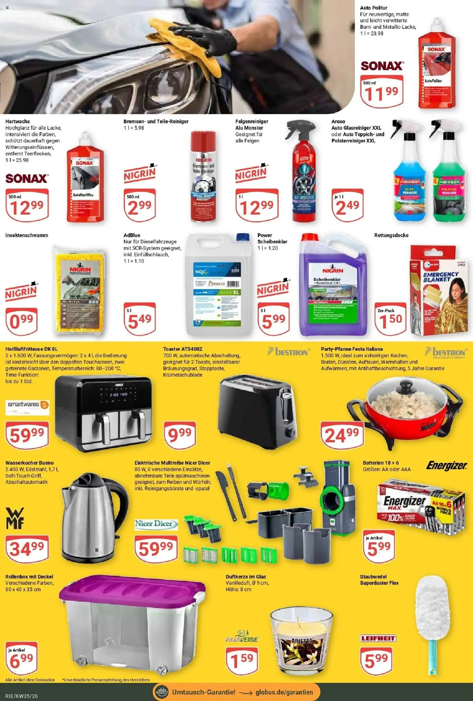 Globus Prospekt Bochum-Riemke – gültig ab 24.08.2026 | Seite: 26 | Produkte: Wasserkocher, Toaster, Batterien, Heißluftfritteuse
