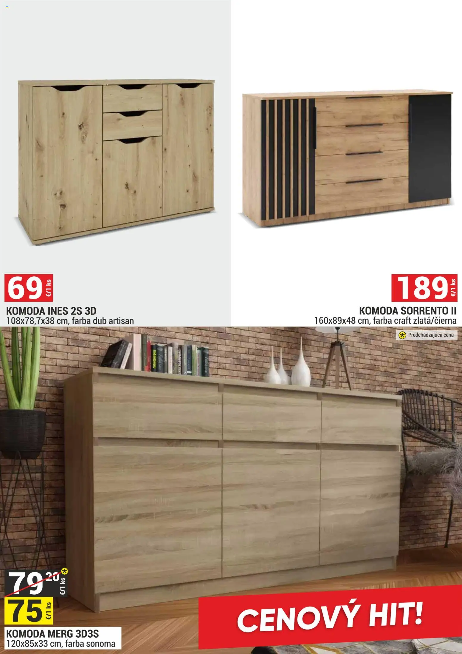 Nové Merkury Market akcie – leták je platný od 01.07.2026 | Strana: 30 | Produkty: Komoda