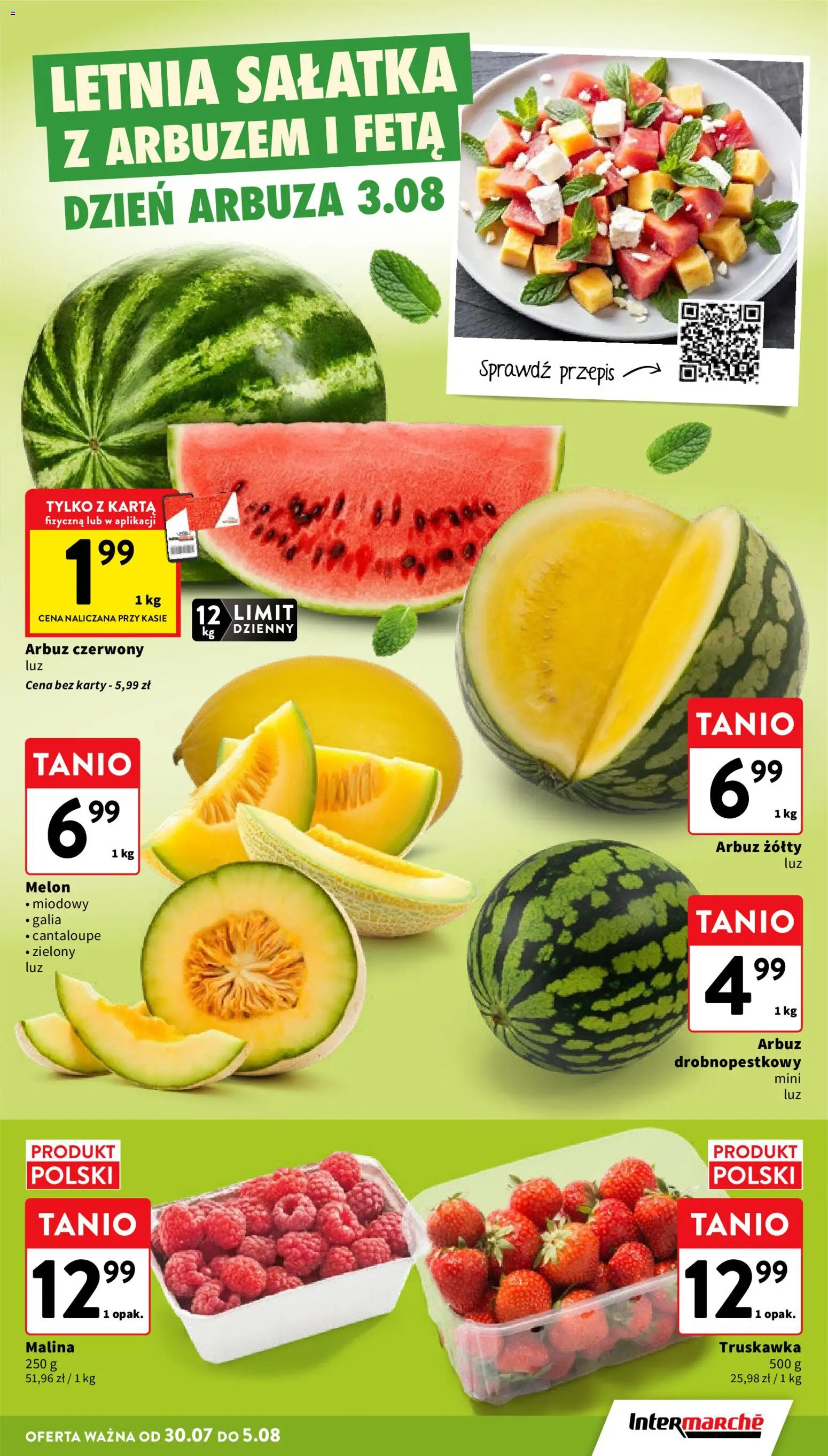 Intermarche gazetka od 30.07.2026 | Strona: 9 | Produkty: Karta, Arbuz, Melon, Malina