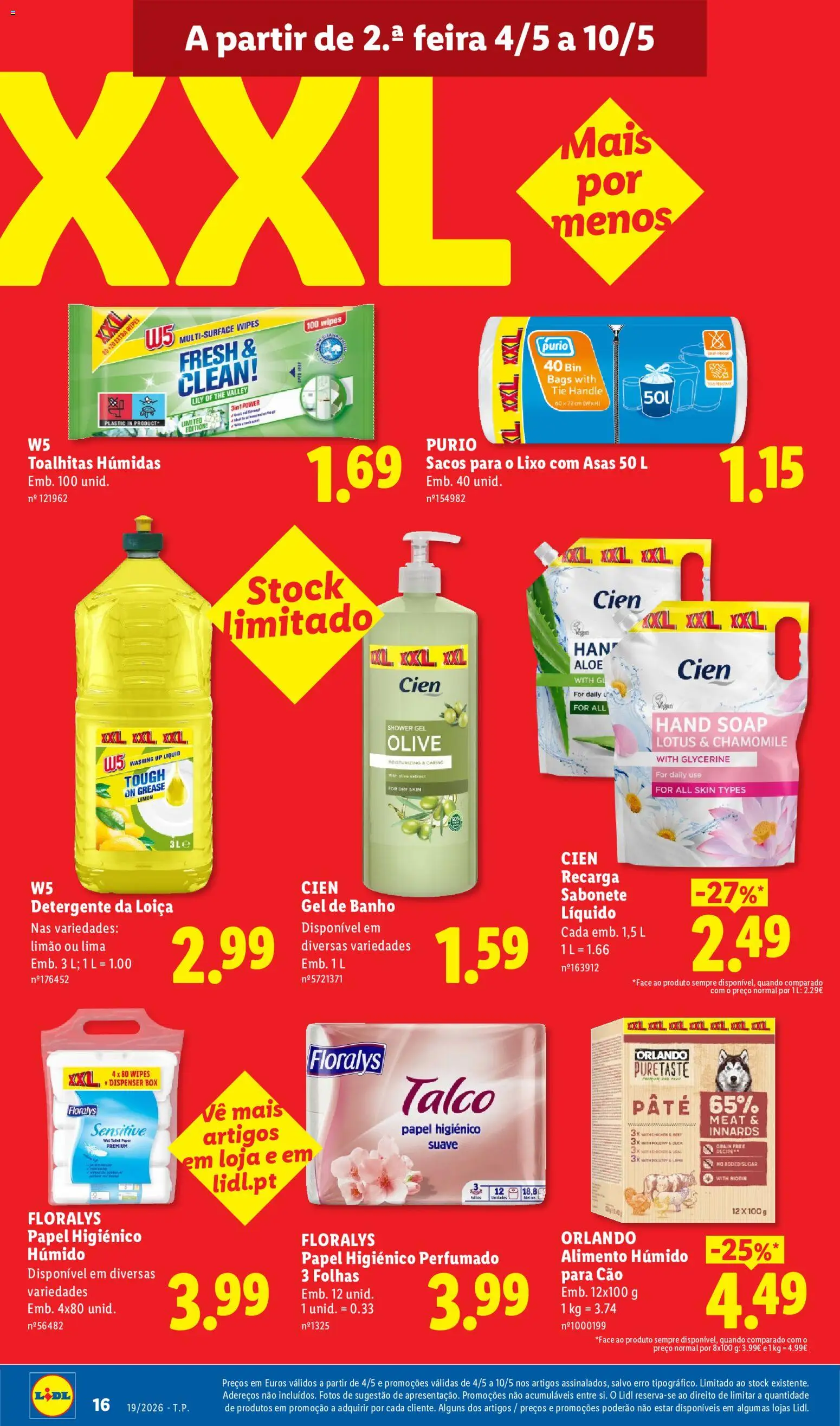 Lidl folheto │ válido de 04.05.2026 | Página: 16 | Produtos: Sabonete líquido, Gel de banho, Sacos para o lixo, Banho