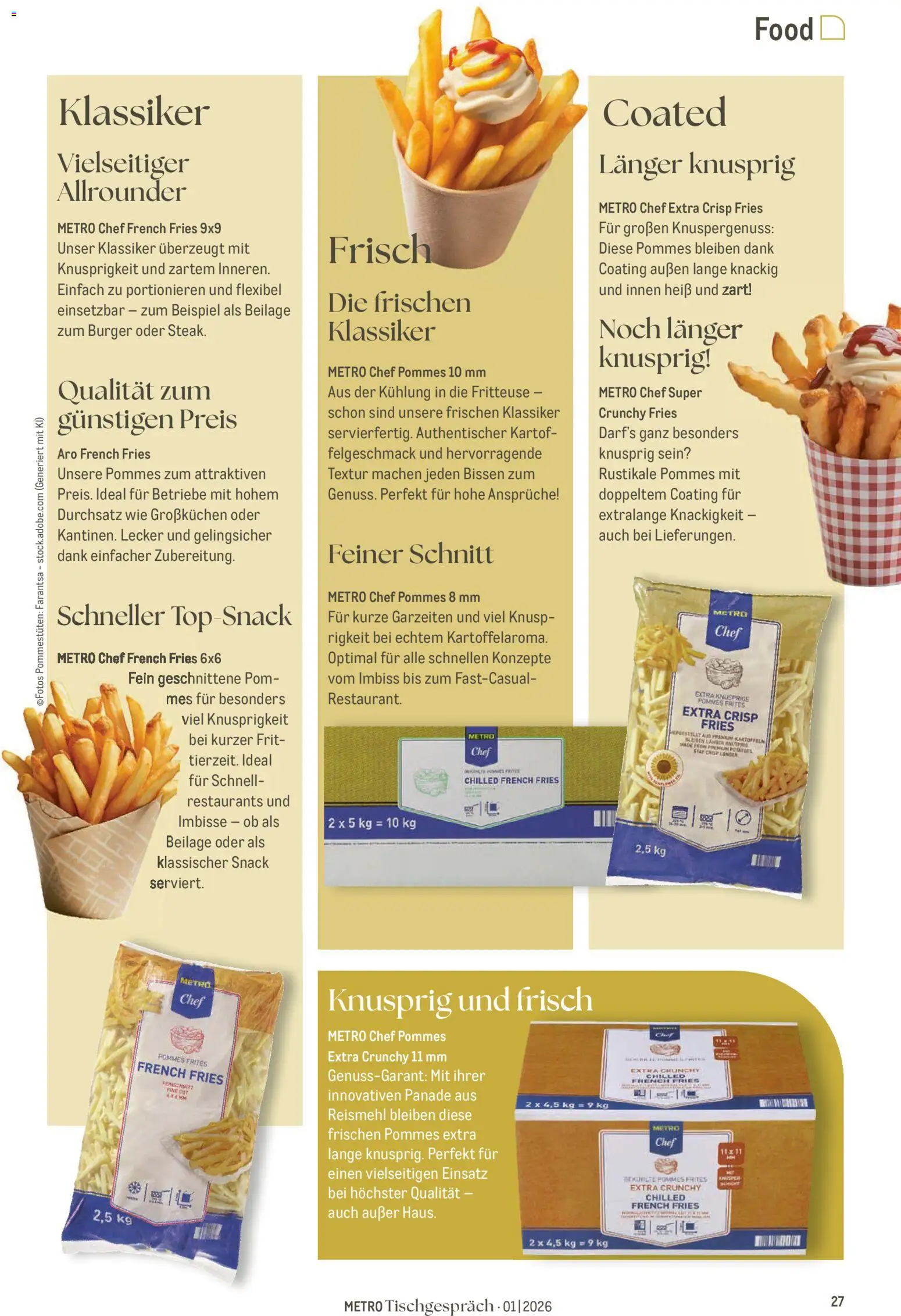 Metro Tischgespräch – gültig ab 01.02.2026 | Seite: 27 | Produkte: Pommes, Burger, Kartoffeln, Fritteuse