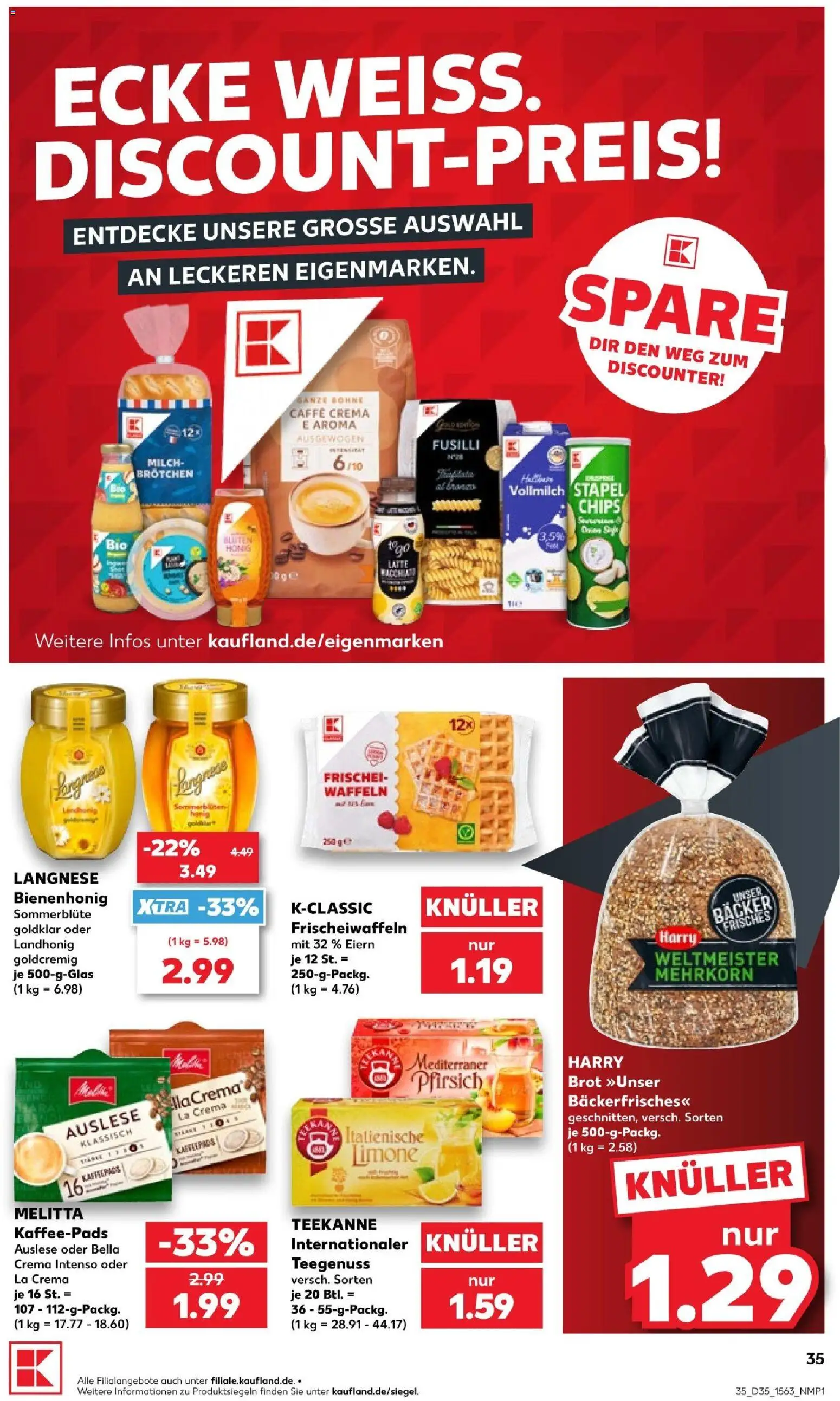 Kaufland Prospekt Kiel – gültig ab 27.08.2026 | Seite: 35 | Produkte: Waffeln, Pfirsich, Teekanne, Brot