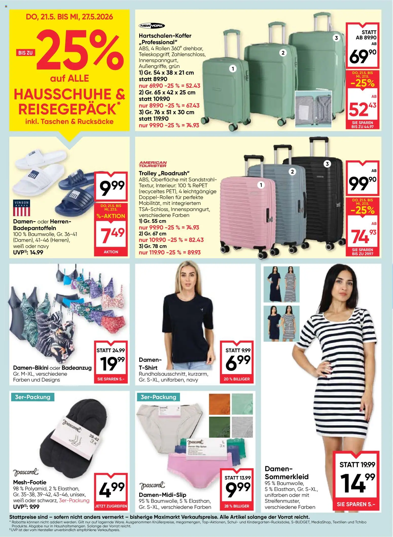 Maximarkt Flugblatt gültig ab 21.05.2026 | Seite: 18 | Produkte: Badeanzug, Hausschuhe