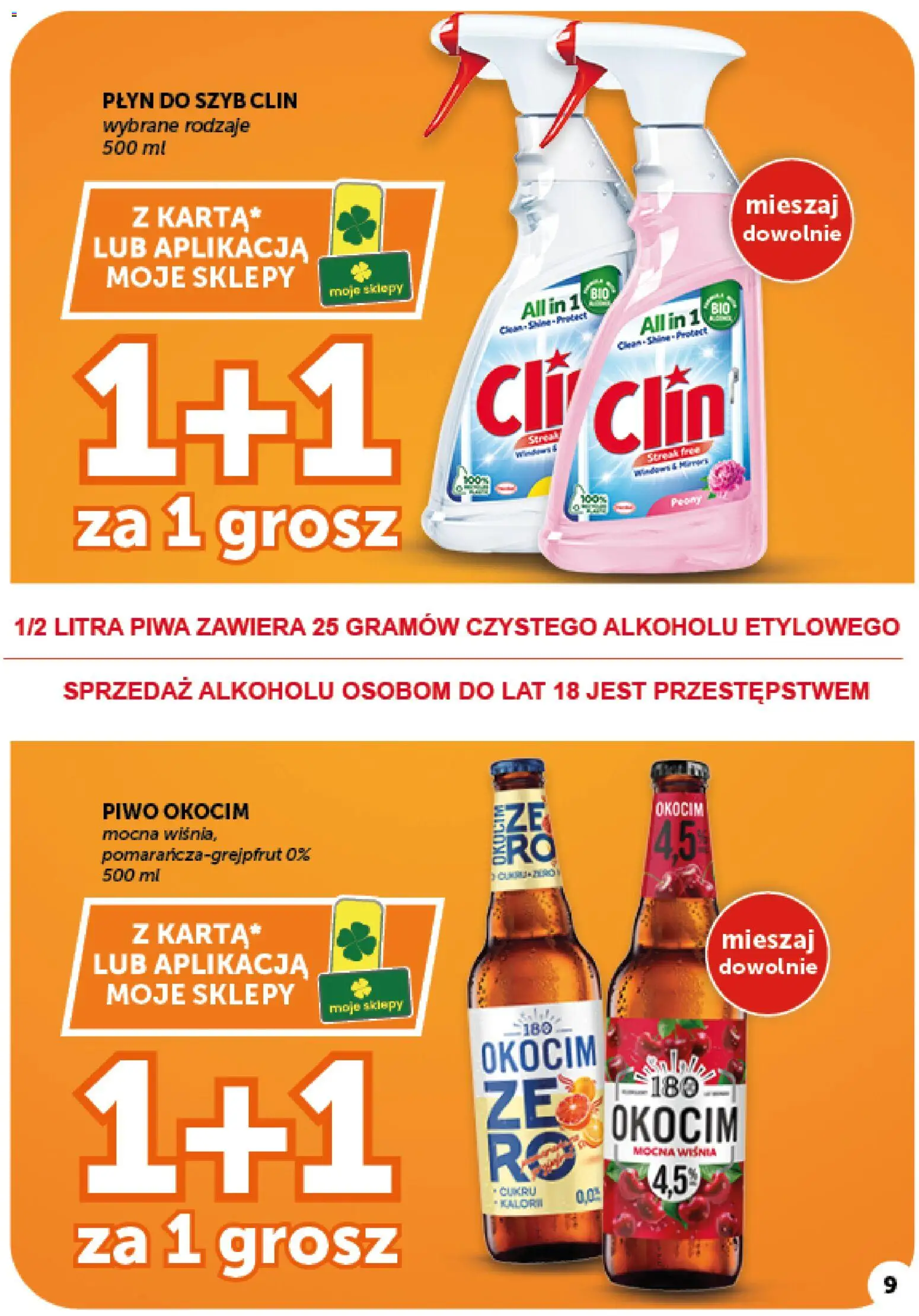 Euro Sklep gazetka - Market od 01.10.2026 | Strona: 9 | Produkty: Płyn do szyb Clin, Płyn do szyb, Piwo