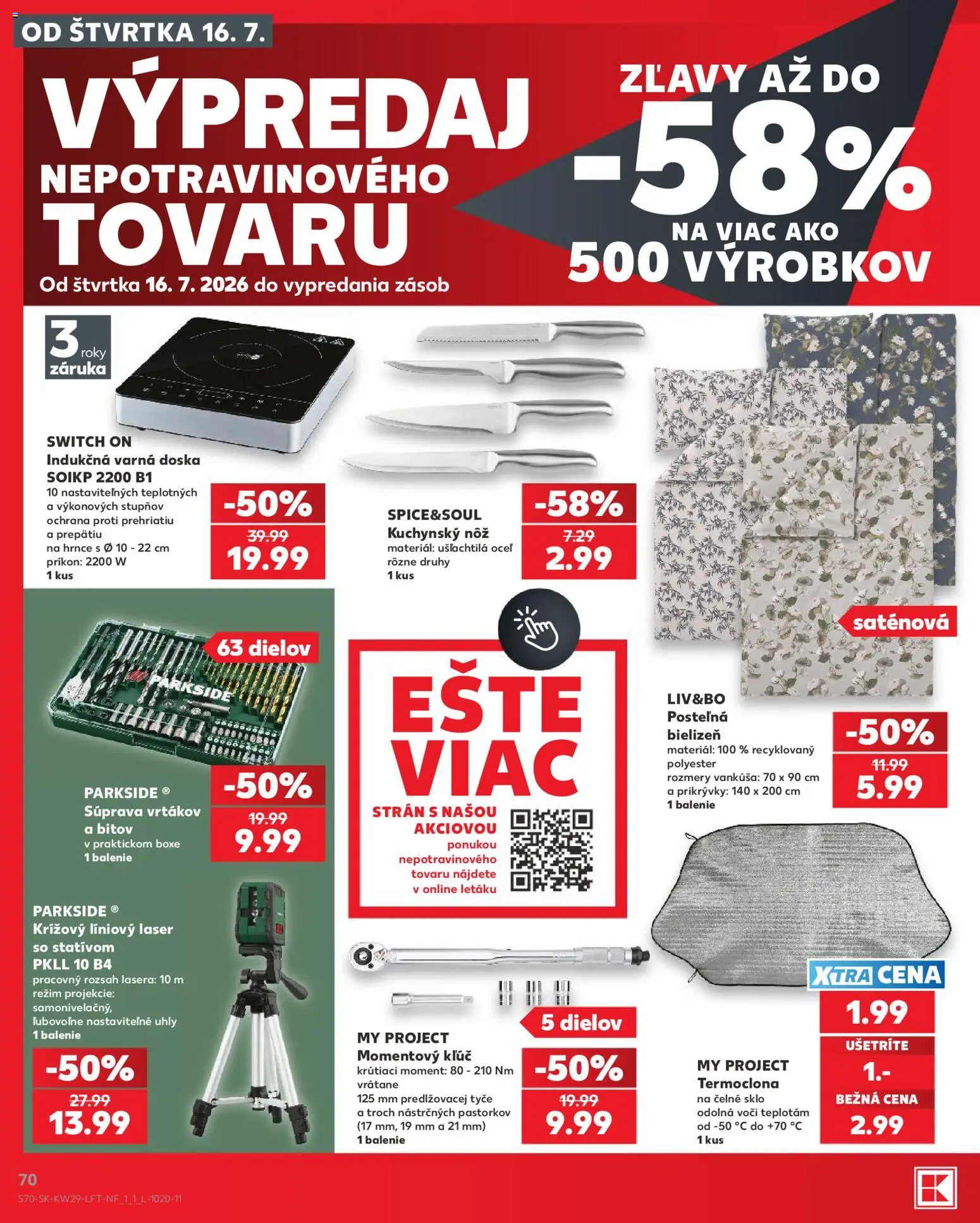 Nové Kaufland akcie – leták je platný od 16.07.2026 | Strana: 70 | Produkty: Laser, Indukčná varná doska, Varná doska, Parkside