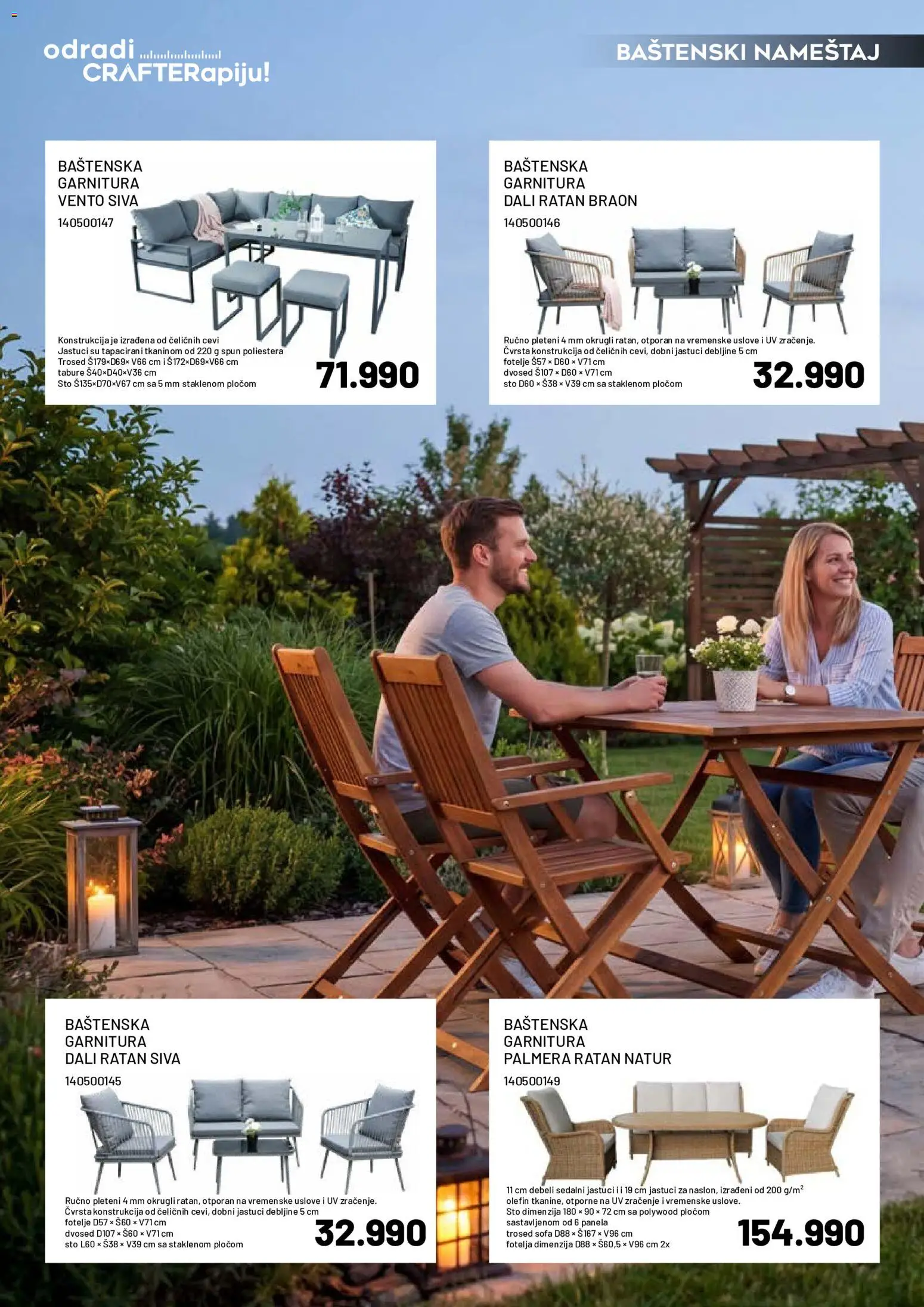 Crafter katalog - važi od 20.04.2026 | Strana: 2 | Proizvode: Fotelja, Sto, Tabure, Trosed