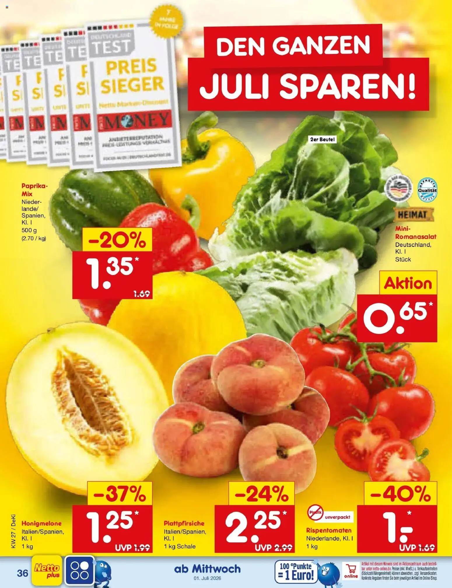 Netto Marken-Discount Prospekt Waiblingen-Bittenfeld – gültig ab 28.06.2026 | Seite: 54 | Produkte: Honigmelone, Paprika