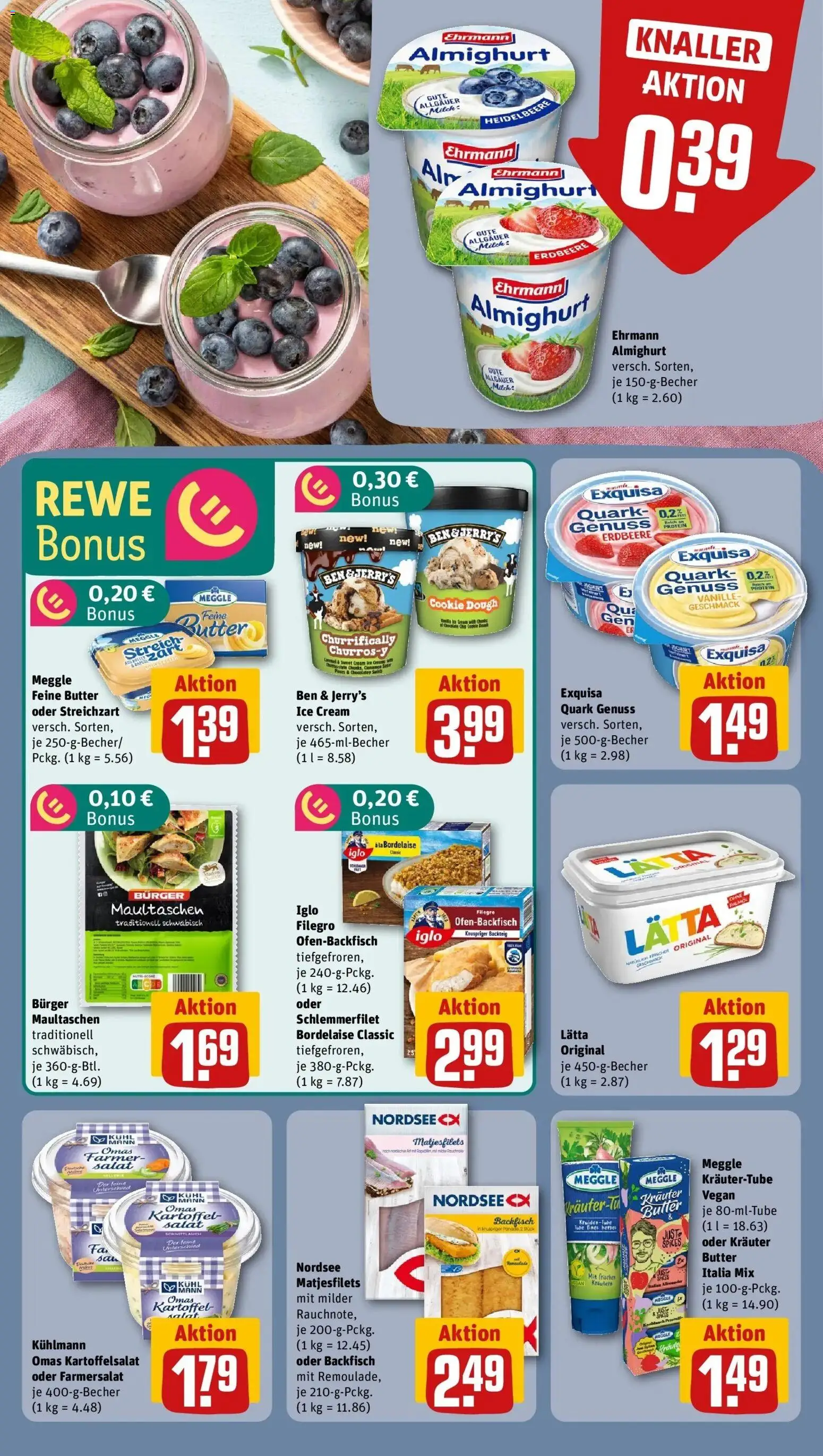 Rewe Prospekt Berlin / Prenzlauer Berg – gültig ab 01.06.2026 | Seite: 8 | Produkte: Ehrmann almighurt, Butter, Iglo, Lätta