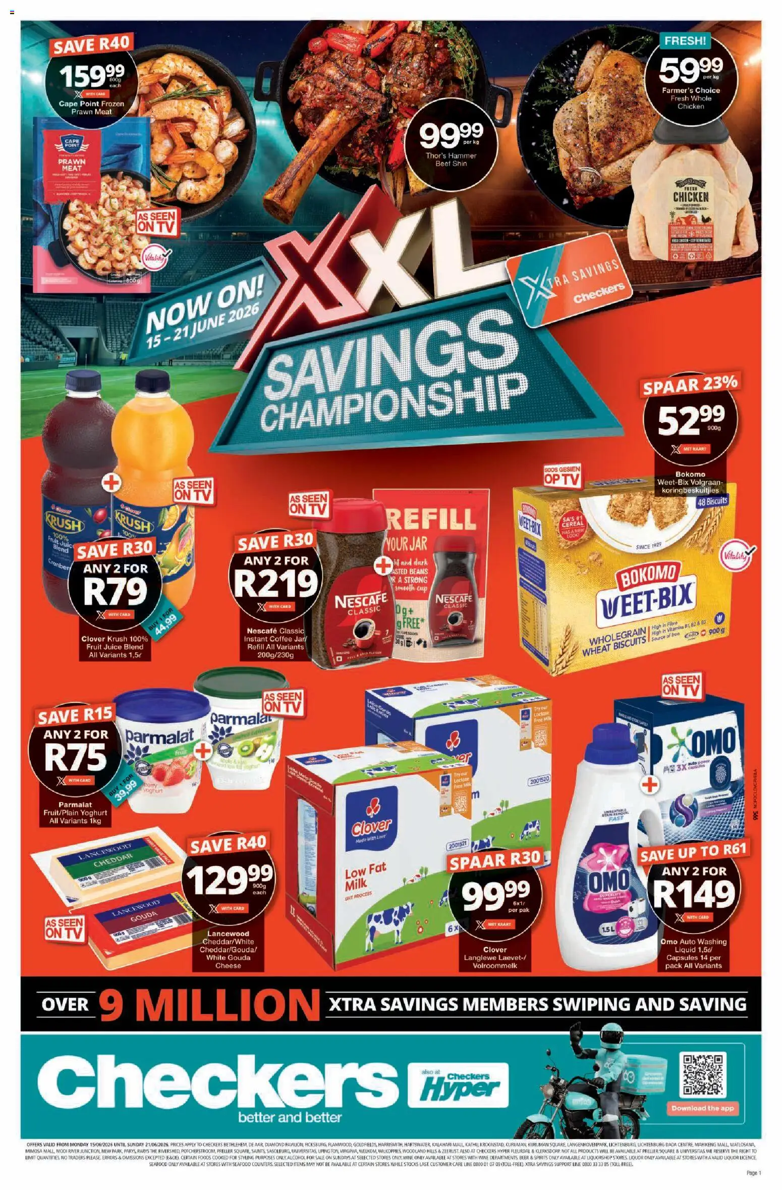 New Checkers catalogue – valid from 15.06.2026 | Page: 1 | Products: Iron, Biscuits, Beer, Chicken