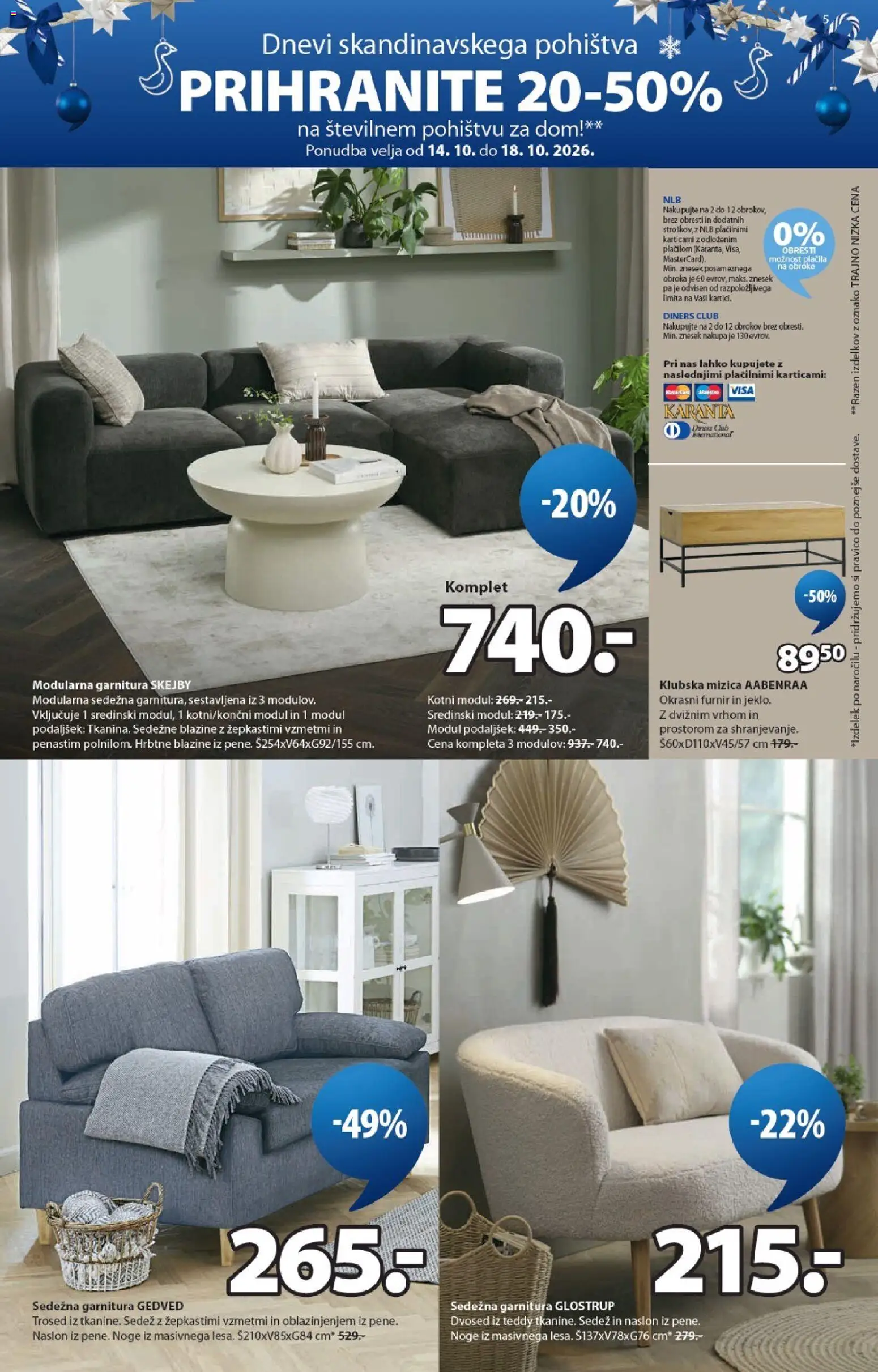 Novi JYSK katalog ponudbe – veljaven od 14.10.2026 | Stran: 5 | Izdelki: Mizica, Trosed, Dvosed, Sedezna garnitura