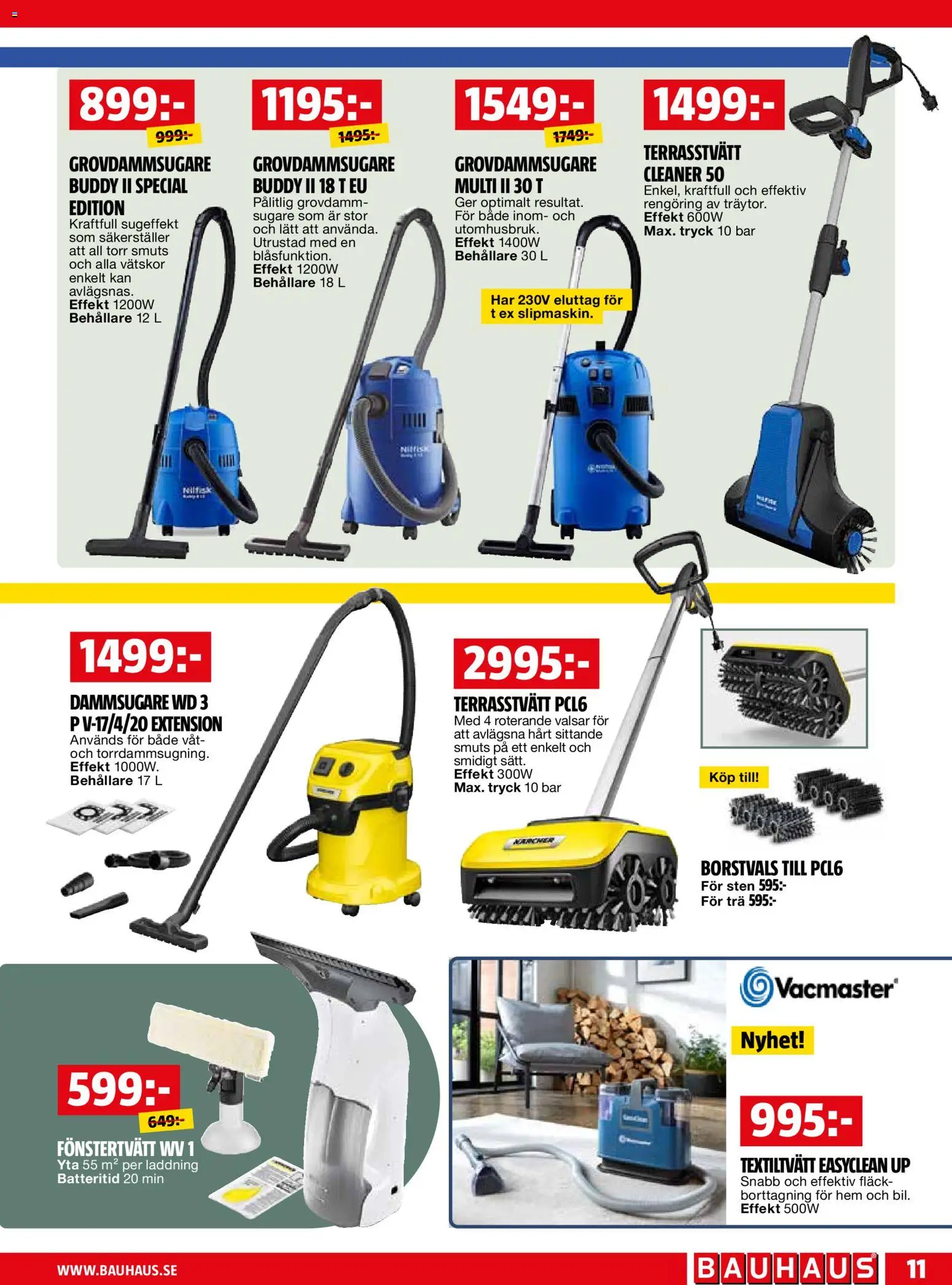 Bauhaus reklamblad aktuell från 01.06.2026 | Sida: 11 | Produkter: Dammsugare, Fönstertvätt
