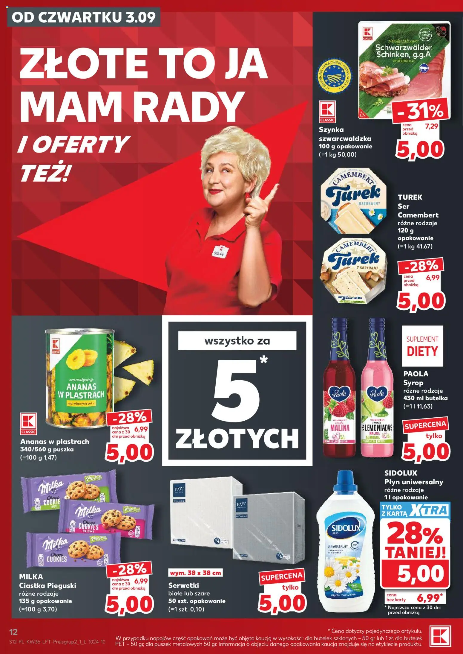 Kaufland Polsko leták od 03.09.2026 | Strana: 12 | Produkty: Milka, Karty, Sidolux, Camembert