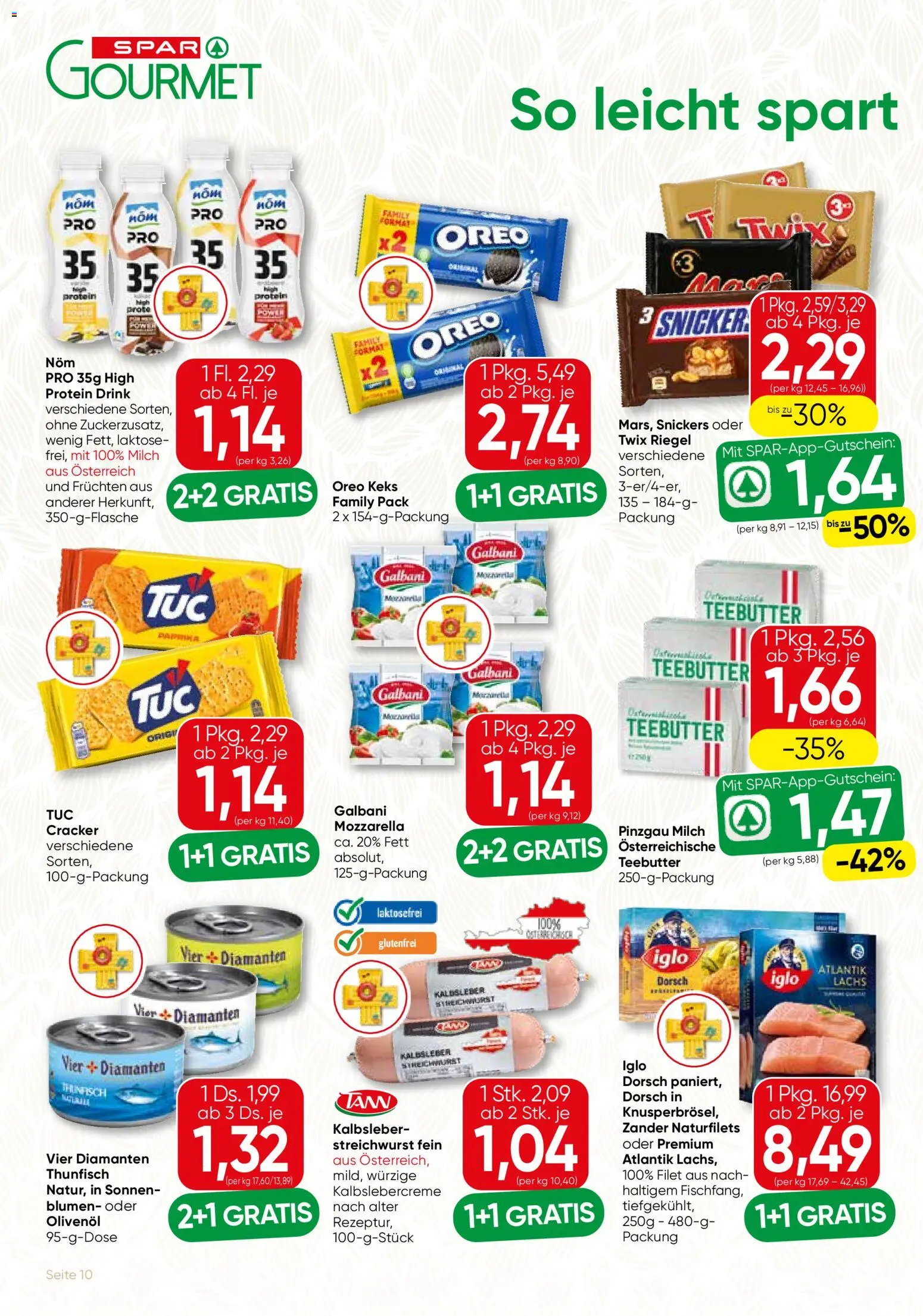 SPAR Gourmet Flugblatt gültig ab 13.08.2026 | Seite: 10 | Produkte: Snickers, Milch, Cracker