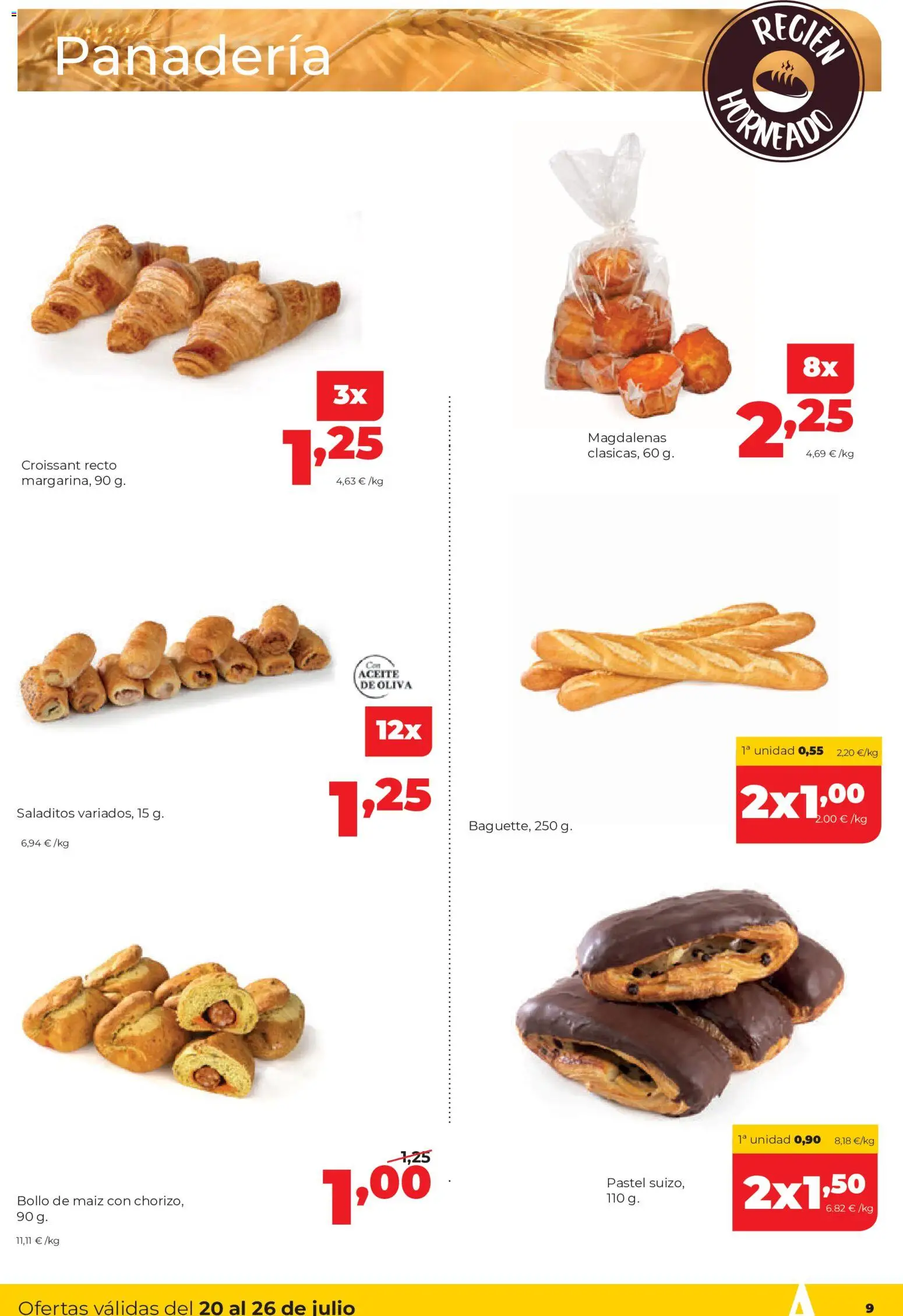 Alimerka folleto Castilla y León │ válido desde el 20/07/2026 | Página: 9 | Productos: Aceite, Croissant, Magdalenas, Panadería