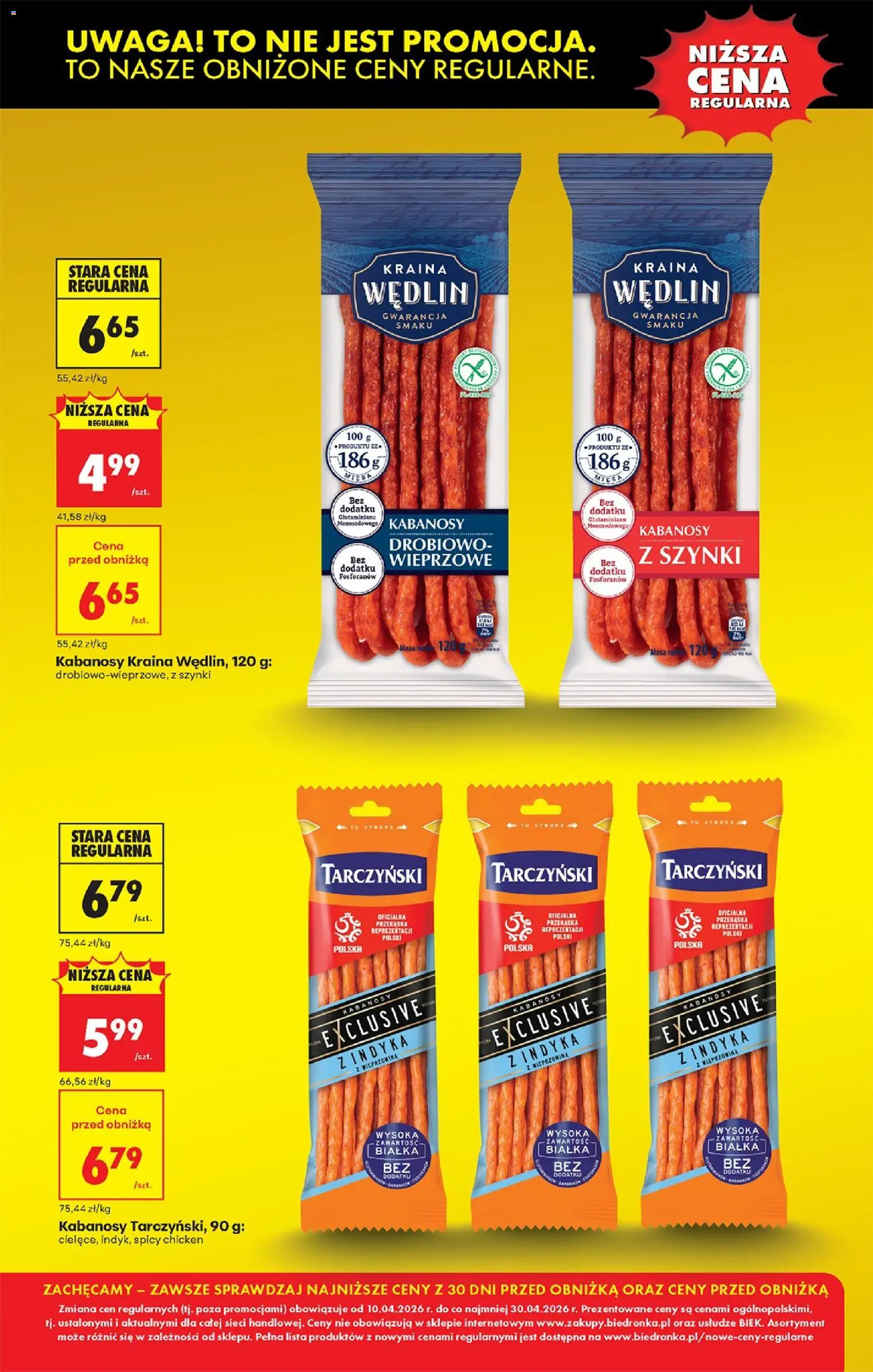Biedronka gazetka od poniedziałku od 20.04.2026 | Strona: 10 | Produkty: Kabanosy, Wieprzowina