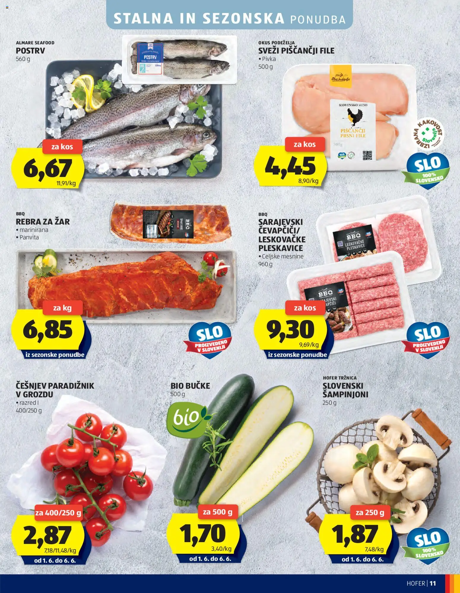 Novi Hofer katalog ponudbe – veljaven od 27.05.2026 | Stran: 11 | Izdelki: Zar, Postrv, Kos, Paradiznik