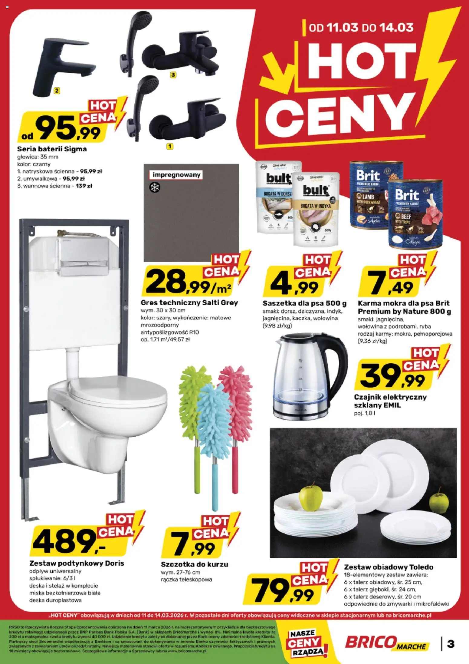 Brico Marché gazetka - Hot ceny od 11.03.2026 | Strona: 3 | Produkty: Czajnik, Dorsz, Szczotka, Wołowina