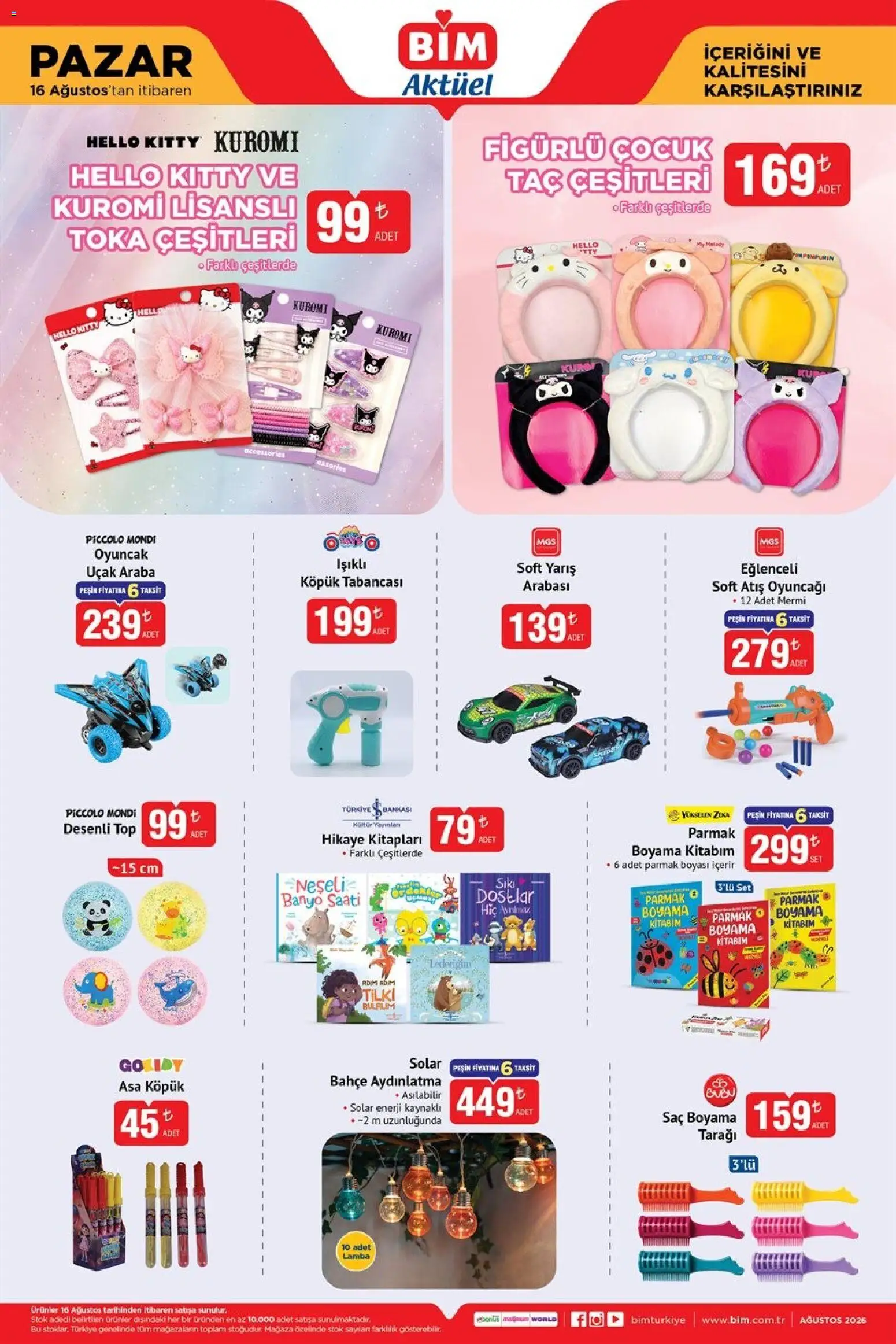 BİM - Katalog Pazar - 16 Ağustos 2026 tarihinden itibaren geçerlidir | Sayfa: 3 | Ürünler: Oyuncak, Banyo, Lamba