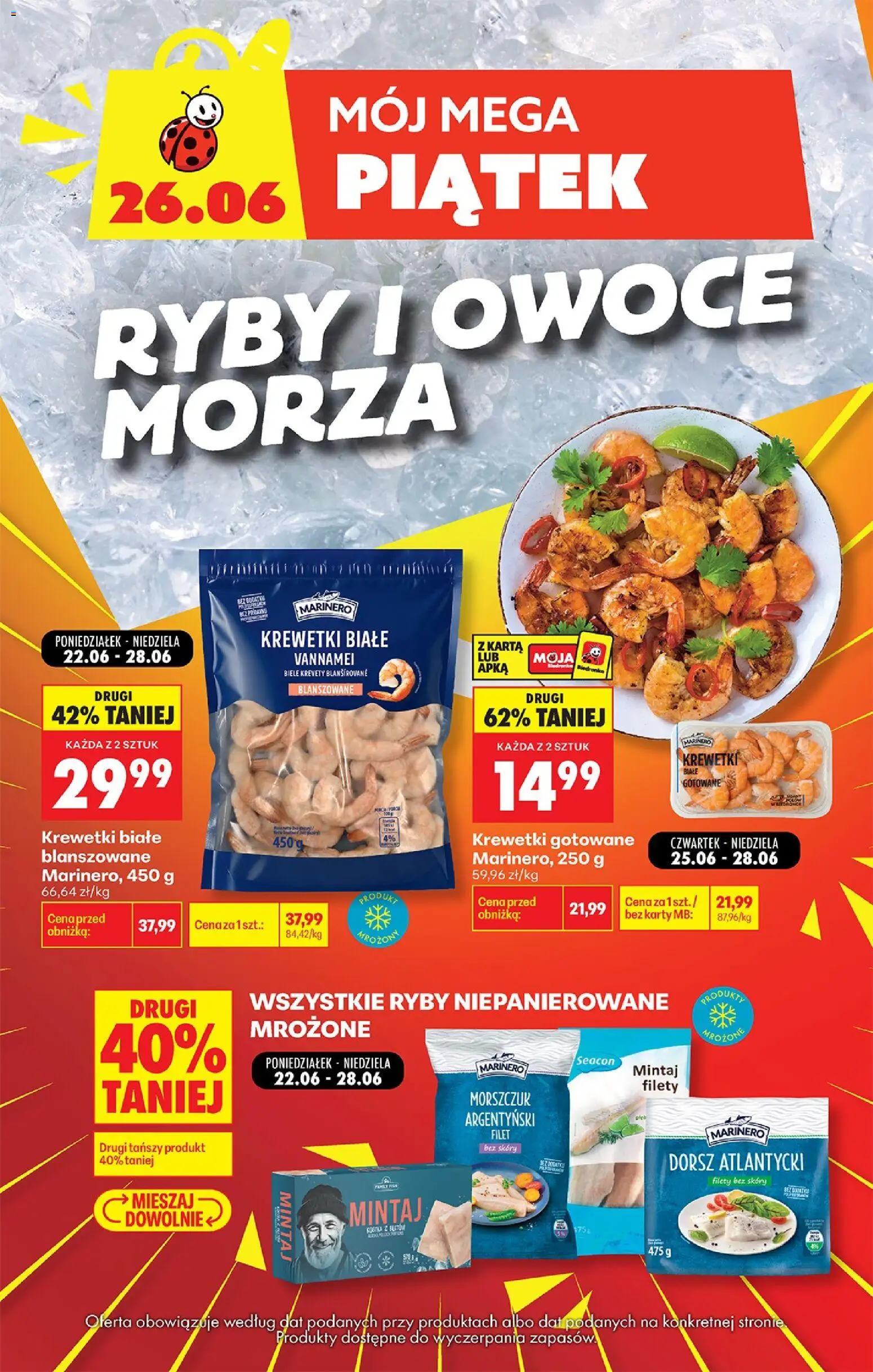 Biedronka Polsko leták - Mój Mega Piątek od 26.06.2026 | Strana: 2 | Produkty: Ryby, Filet, Karty, Krevety