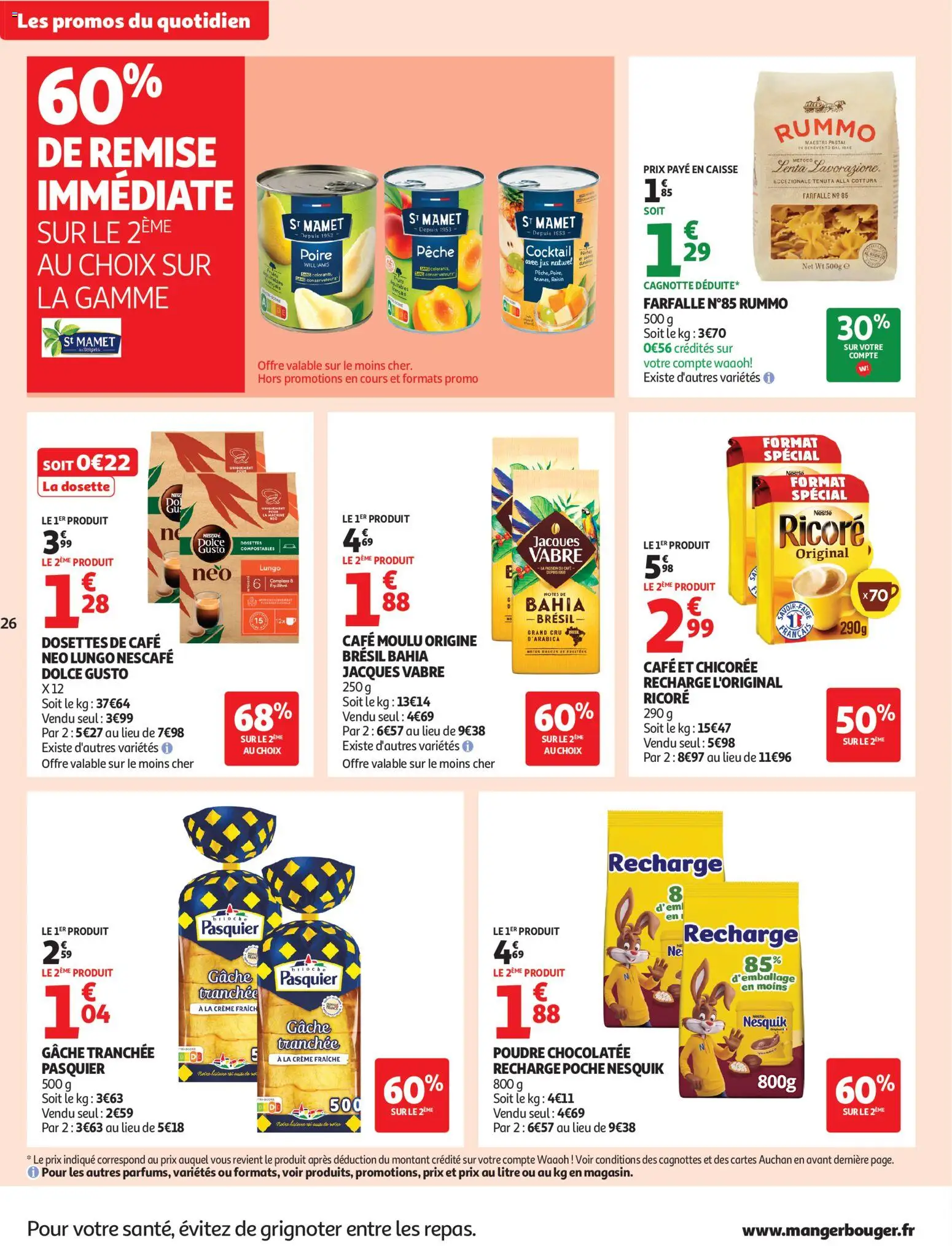 {H1} | Page: 26 | Produits: Pêche, Raisin, Café moulu, Crème fraiche
