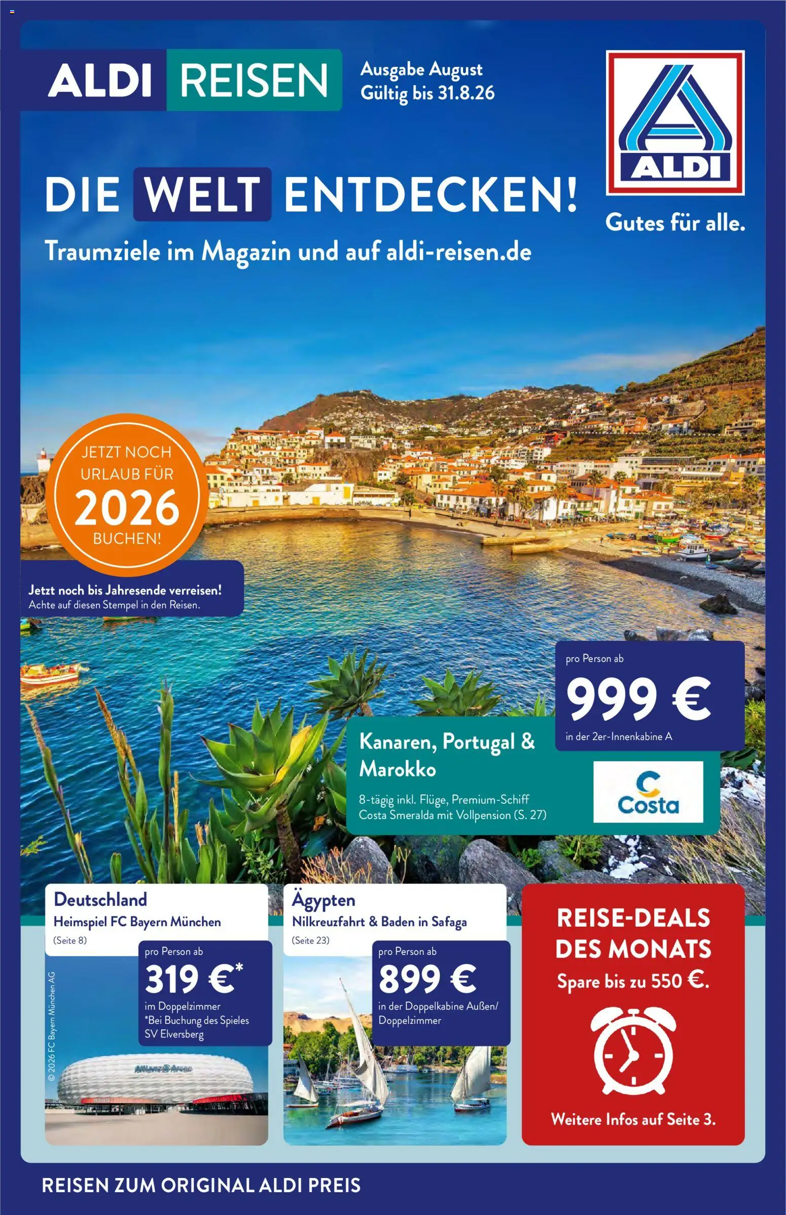 Aldi Reisen Reisemagazin – gültig ab 01.08.2026 | Seite: 1
