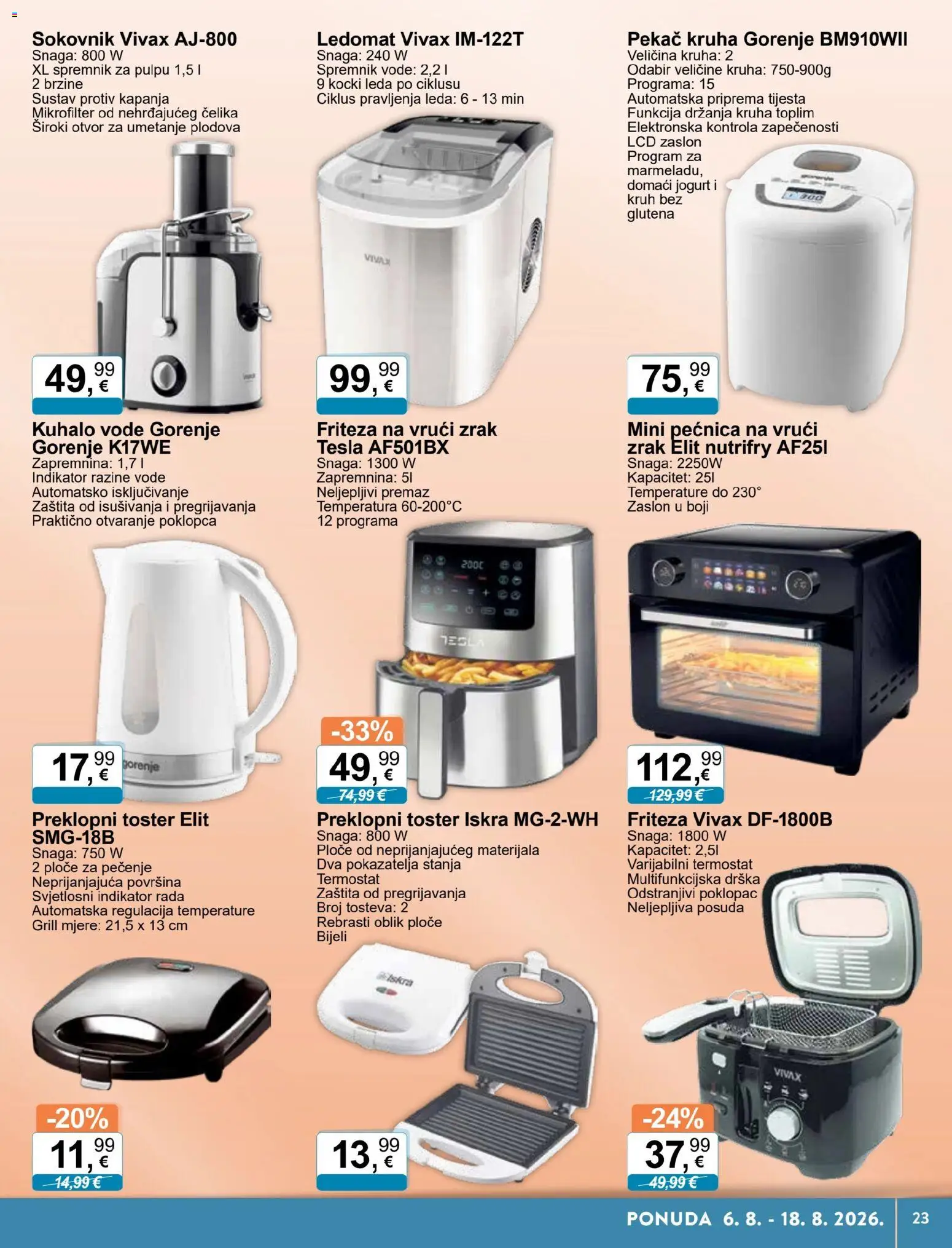KTC katalog | vrijedi od 06.08.2026 | Stranica: 13 | Proizvodi: Toster, Friteza, Ledomat, Pećnica