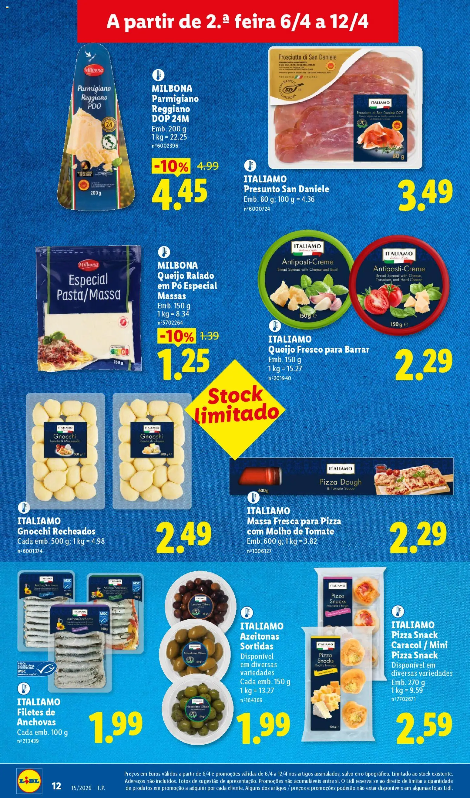 Lidl folheto │ válido de 06.04.2026 | Página: 12 | Produtos: Molho de tomate, Anchovas, Cream cheese, Pó