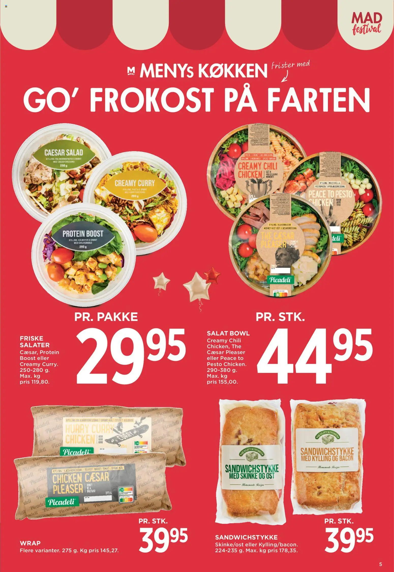 Meny tilbudsavis – gyldig fra 04/09/2026 | Side: 5 | Produkter: Skinke, Salat, Kikærter, Pesto