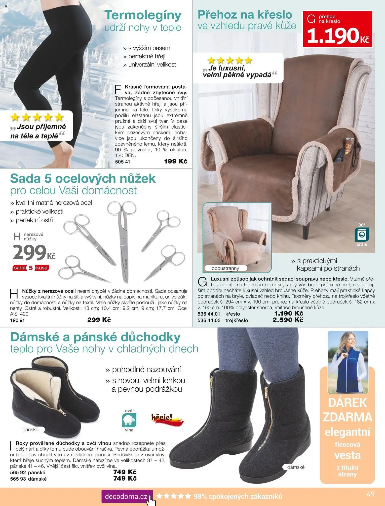 Decodoma katalog Podzim 2026 od 01.09.2026 | Strana: 49 | Produkty: Přehoz, Vesta, Nůžky, Křeslo