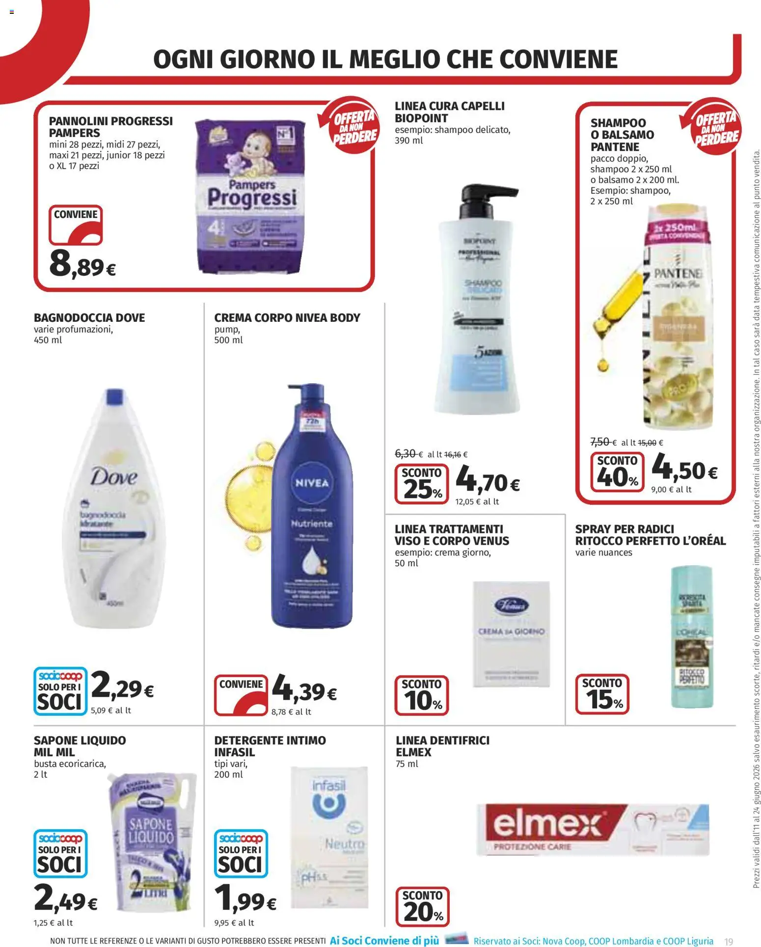 Volantino COOP del 11.06.2026 | Pagina: 19 | Prodotti: Balsamo, Crema, Intimo, Pampers