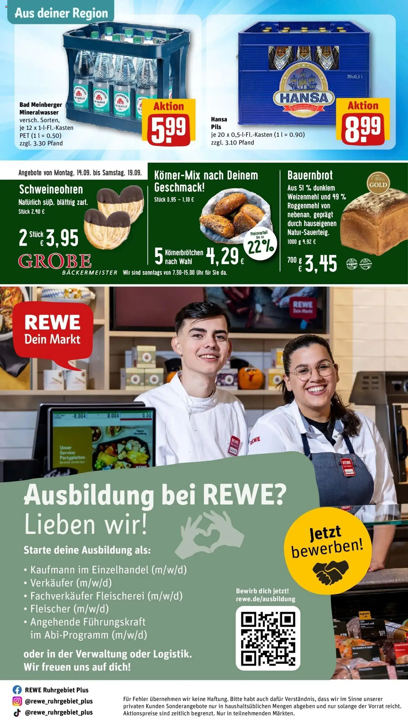 REWE Prospekt ab 14.09.2026 zum Blättern » Angebote | Seite: 32 | Produkte: Bad, Pils, Mineralwasser, Uhr