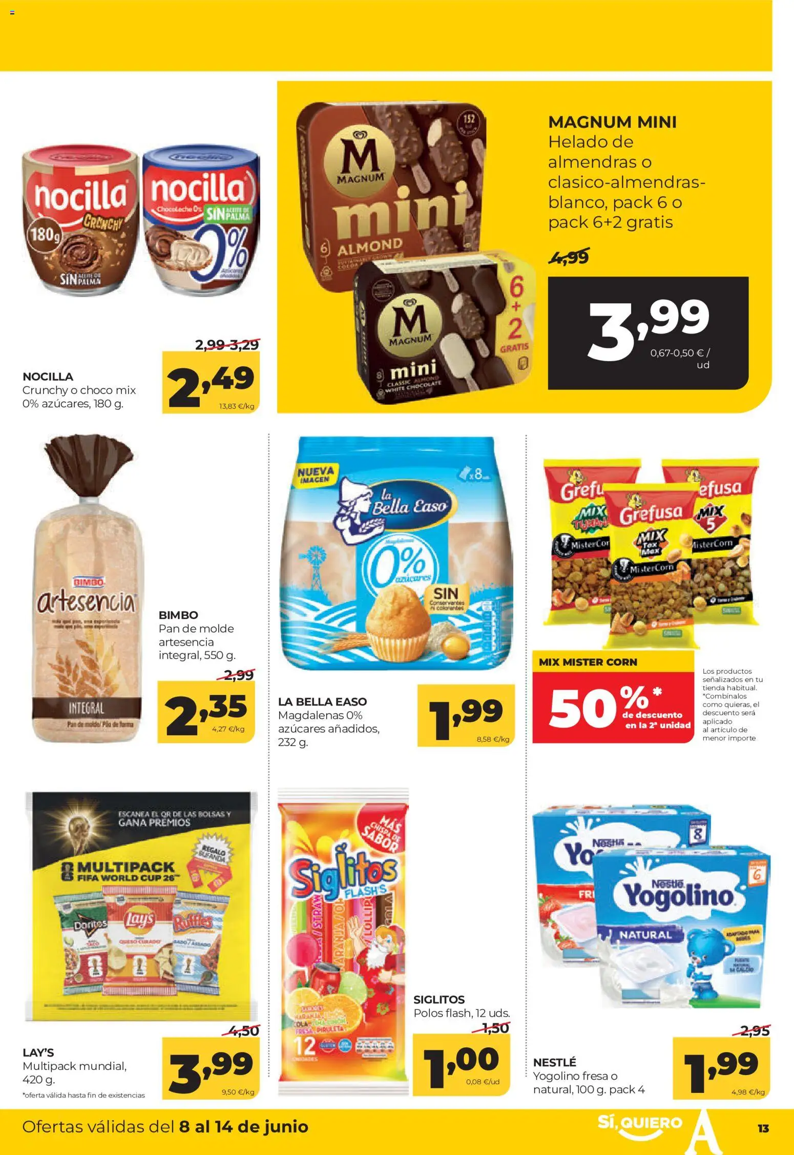 Alimerka folleto Castilla y León │ válido desde el 08.06.2026 | Página: 14 | Productos: Chocolate, Helado, Pan de molde, Magdalenas